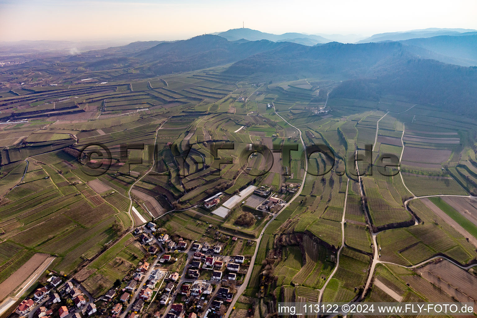 Aerial photograpy of Bahlingen am Kaiserstuhl in the state Baden-Wuerttemberg, Germany