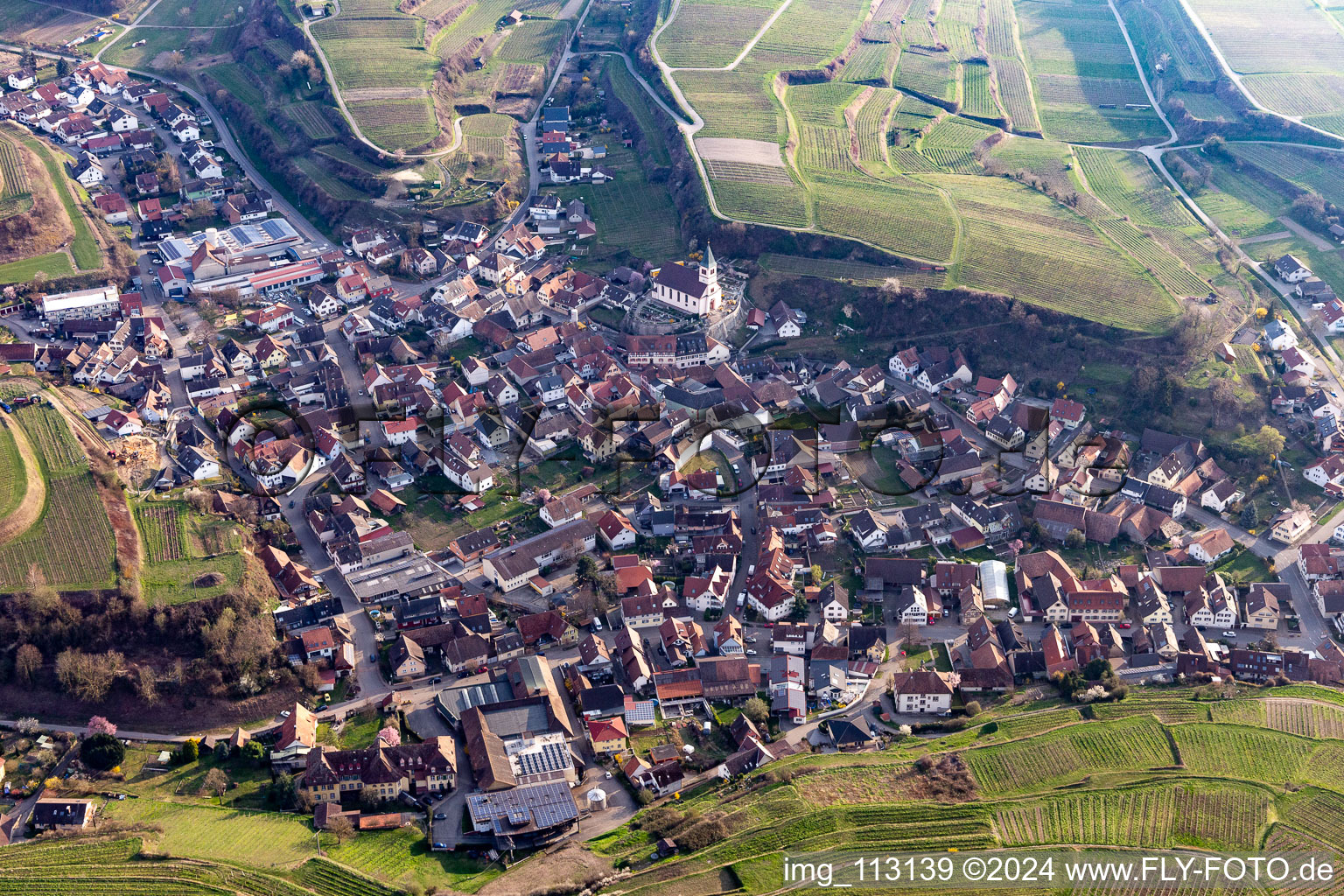 Town View of the streets and houses of the residential areas in Kiechlinsbergen in the state Baden-Wurttemberg, Germany