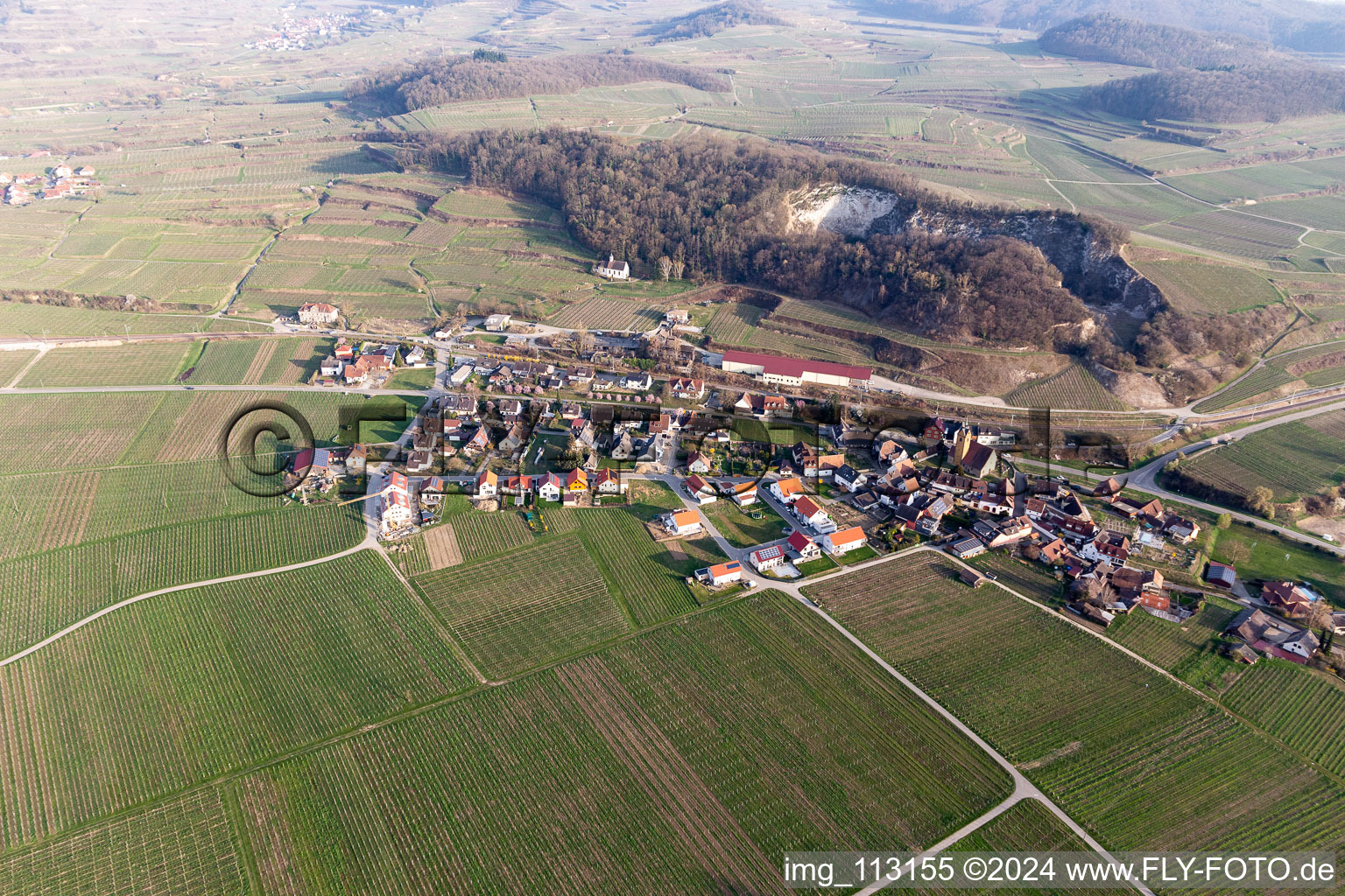 Aerial photograpy of District Oberrotweil in Vogtsburg im Kaiserstuhl in the state Baden-Wuerttemberg, Germany