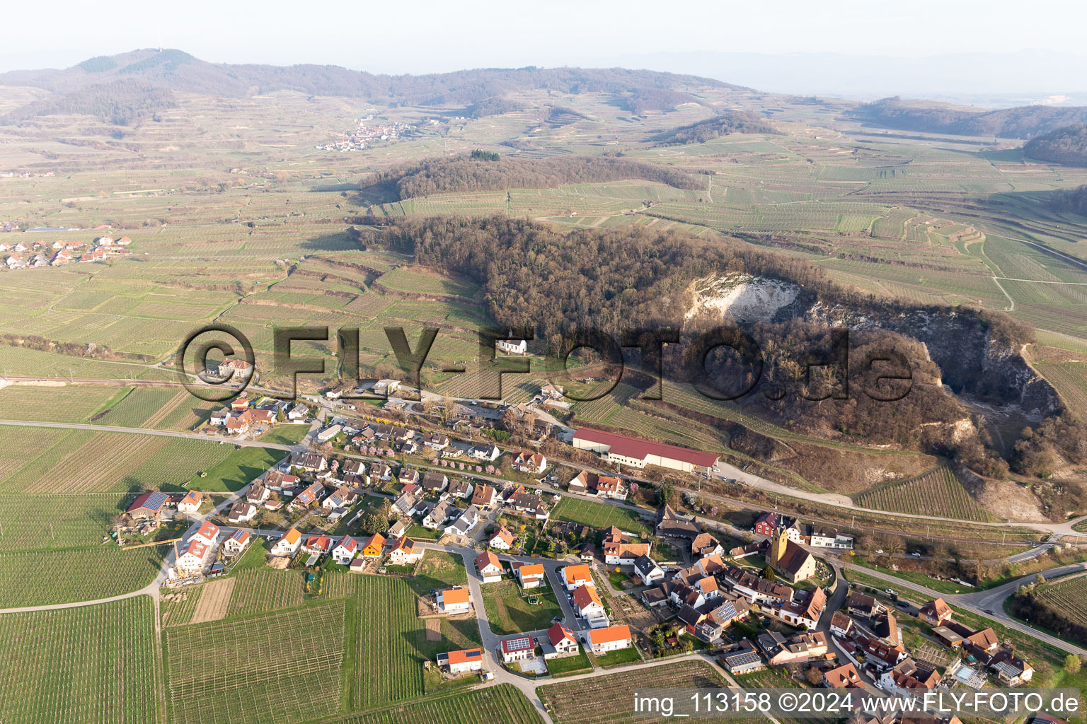 Oblique view of District Oberrotweil in Vogtsburg im Kaiserstuhl in the state Baden-Wuerttemberg, Germany