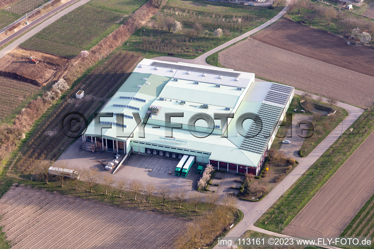 Company grounds and facilities of Des Erzeugermarktes Suedbaden e:g in Vogtsburg im Kaiserstuhl in the state Baden-Wurttemberg, Germany
