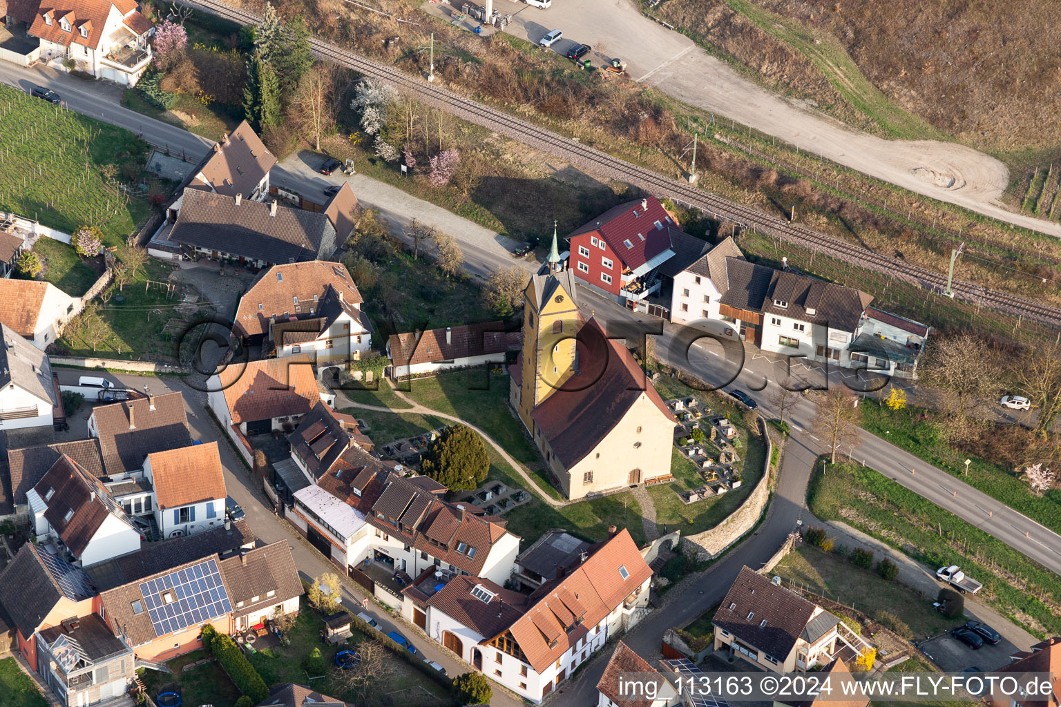 Church building of St. Michael in the village of in the district Niederrotweil in Vogtsburg im Kaiserstuhl in the state Baden-Wurttemberg, Germany