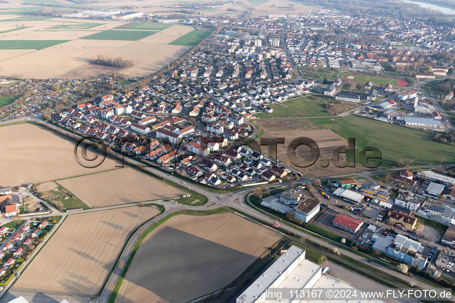 Aerial photograpy of Breisach am Rhein in the state Baden-Wuerttemberg, Germany