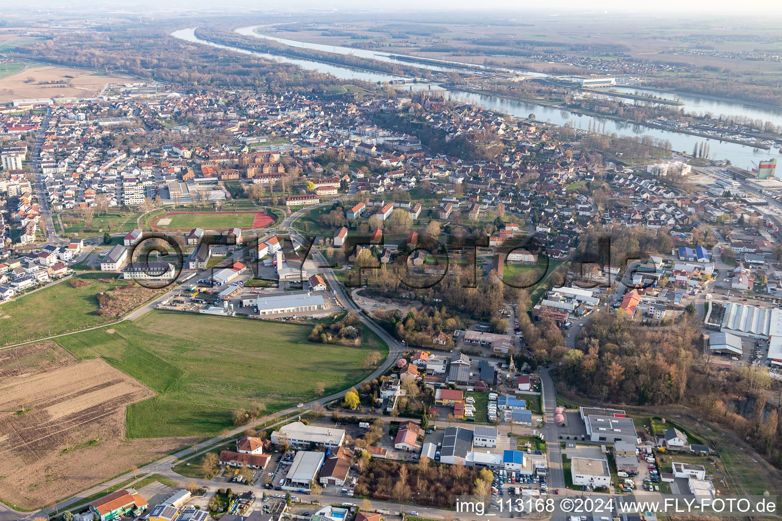 Oblique view of Breisach am Rhein in the state Baden-Wuerttemberg, Germany