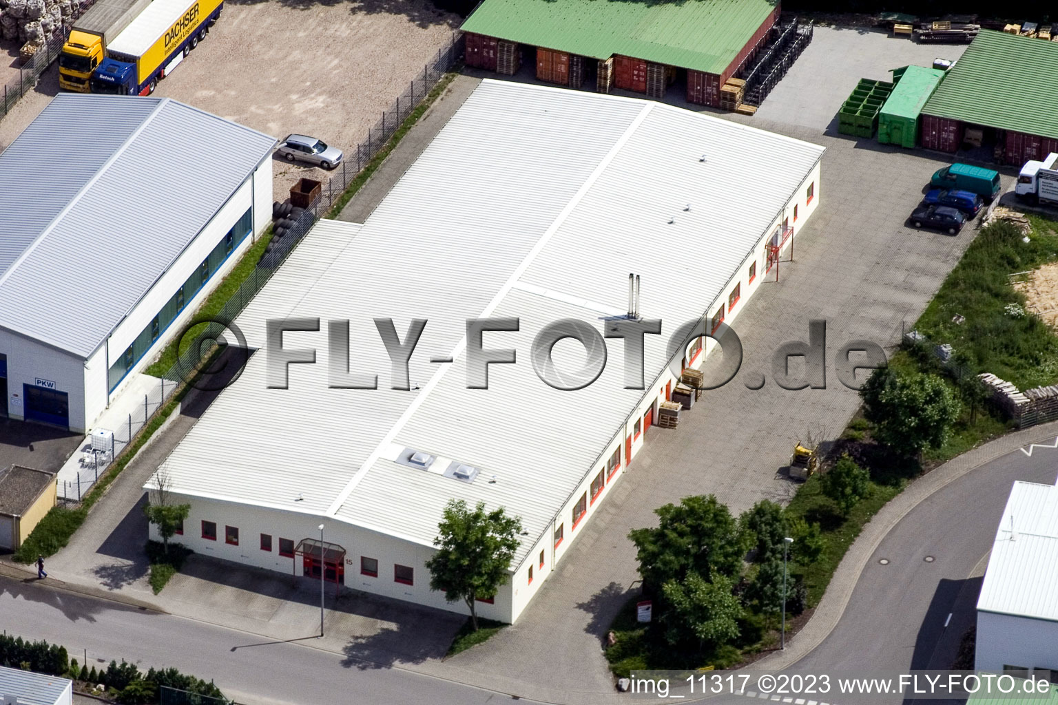 Gäxwald industrial estate in the district Herxheim in Herxheim bei Landau in the state Rhineland-Palatinate, Germany from above