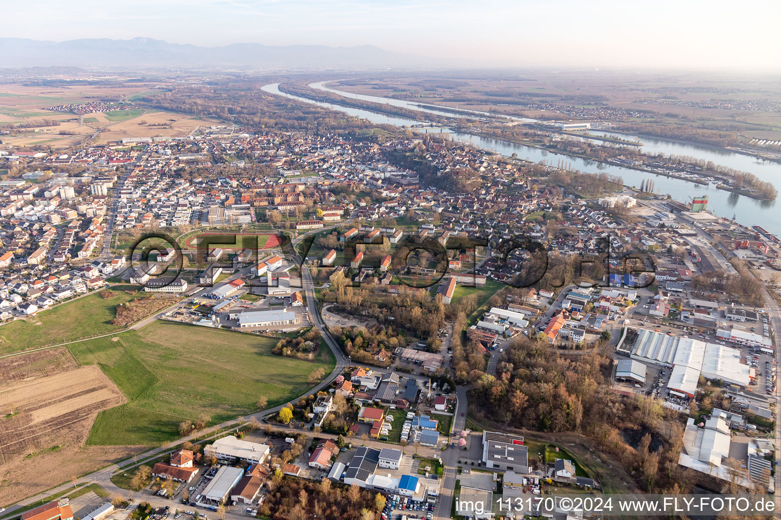 Breisach am Rhein in the state Baden-Wuerttemberg, Germany from above