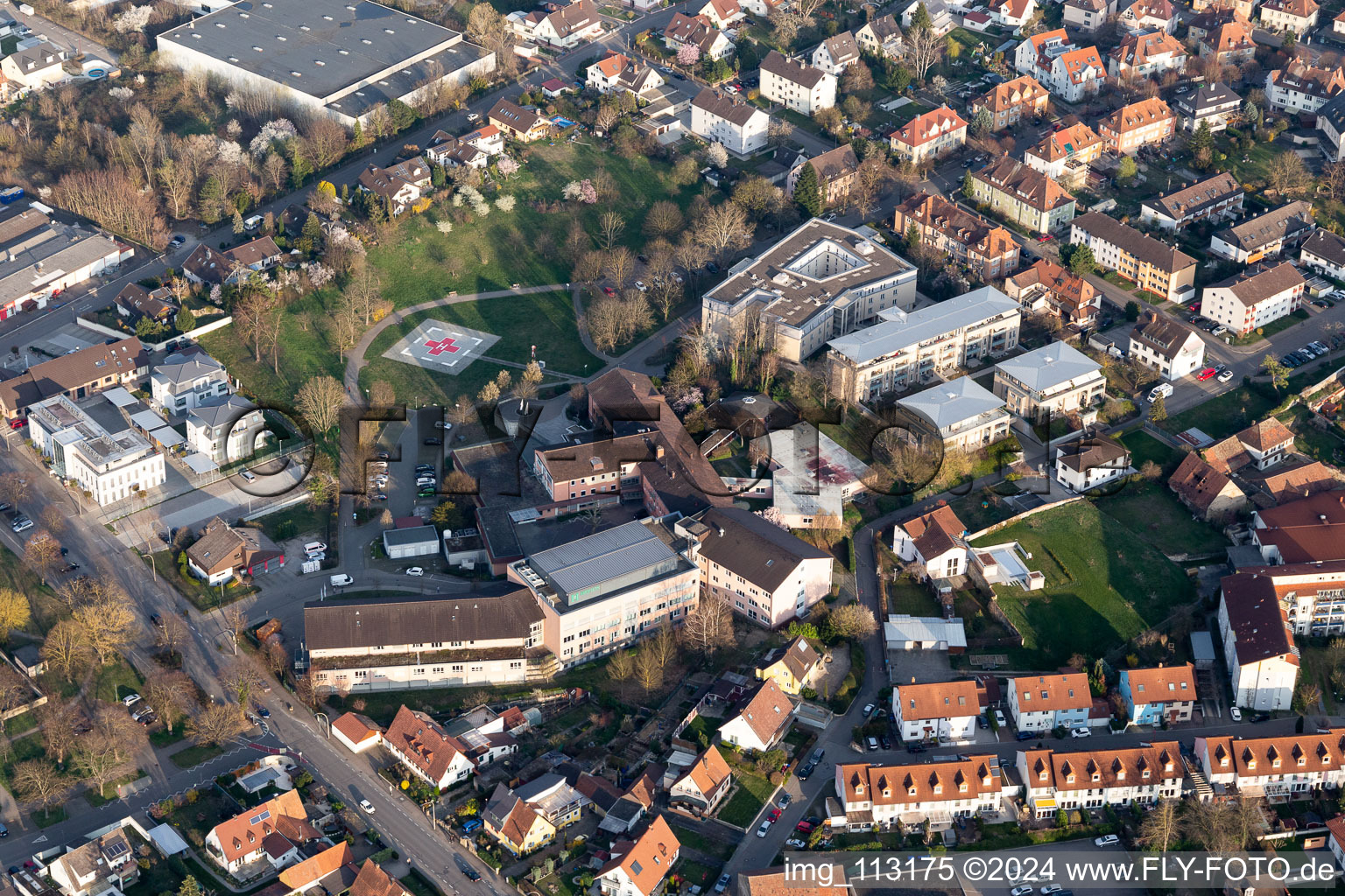 Hospital grounds of the Clinic Helios Rosmann Klinik in Breisach am Rhein in the state Baden-Wurttemberg, Germany