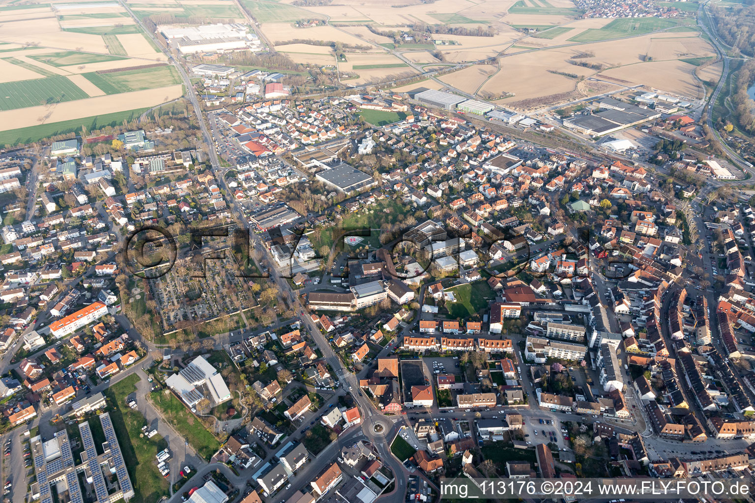 Breisach am Rhein in the state Baden-Wuerttemberg, Germany seen from above