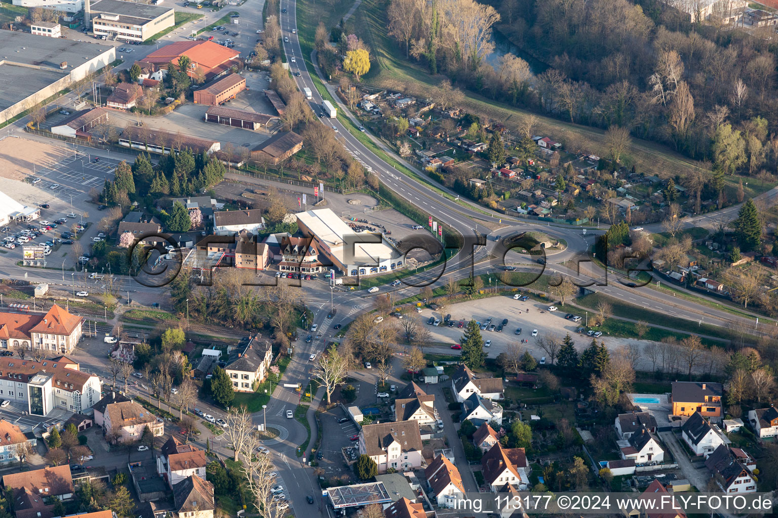 Breisach am Rhein in the state Baden-Wuerttemberg, Germany from the plane