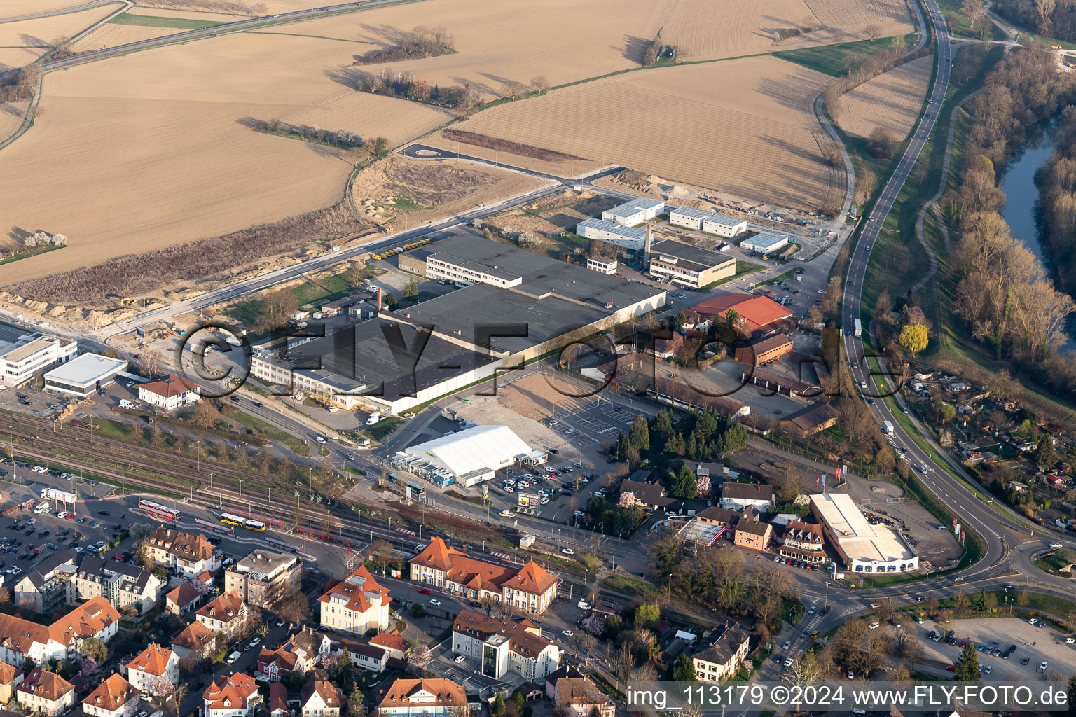 Bird's eye view of Breisach am Rhein in the state Baden-Wuerttemberg, Germany