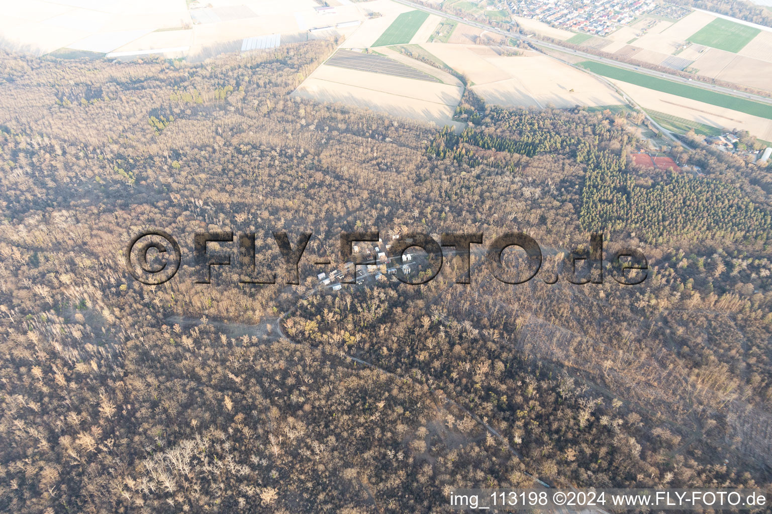 Aerial view of Military training settlement in Hartheim am Rhein in the state Baden-Wuerttemberg, Germany