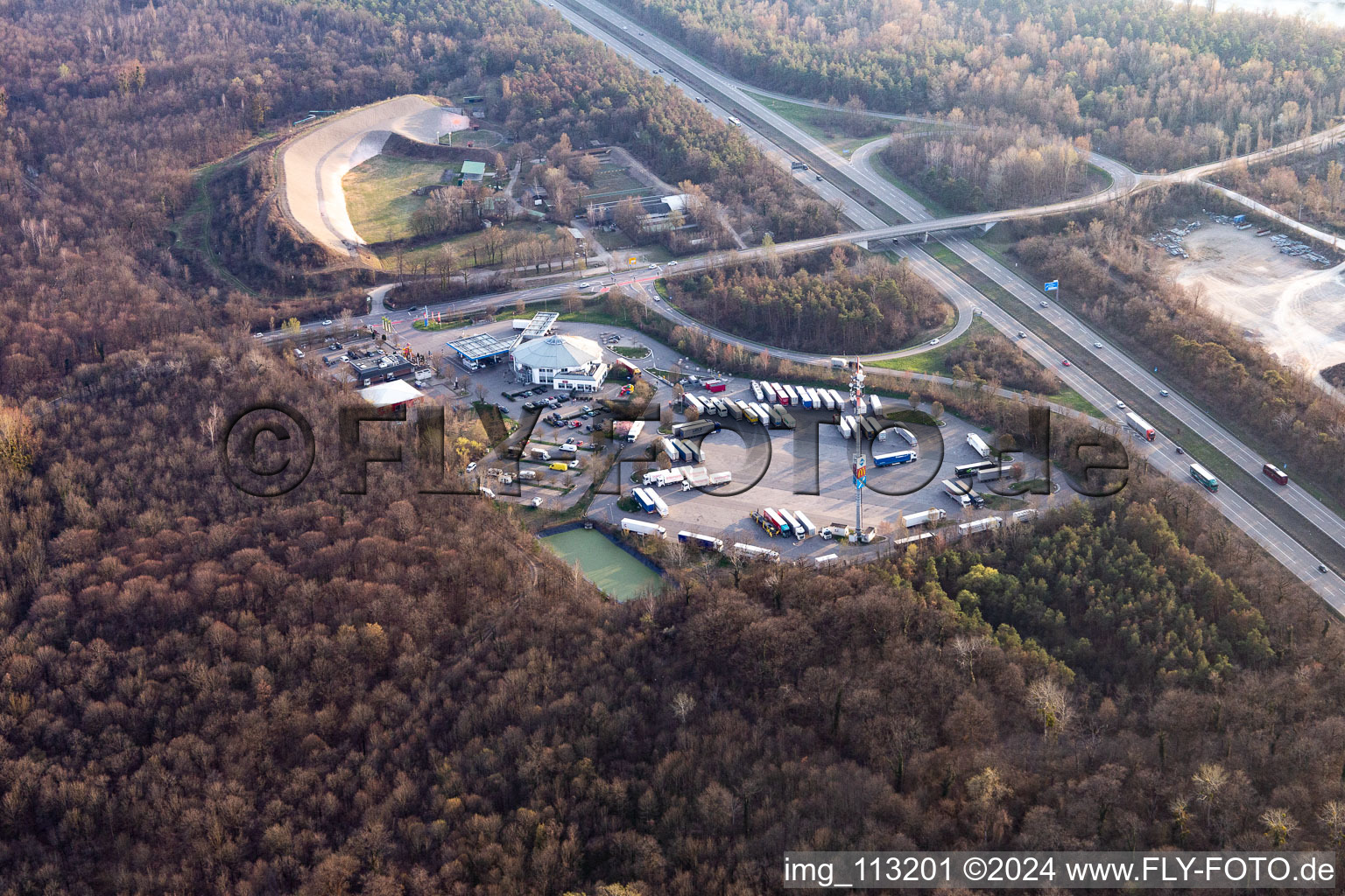 Bremgarten shooting range and rest area in Hartheim am Rhein in the state Baden-Wuerttemberg, Germany