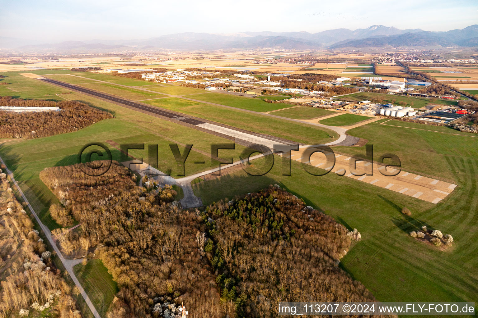 Runway with tarmac terrain of airfield Bremgarten in the district Tunsel in Eschbach in the state Baden-Wurttemberg