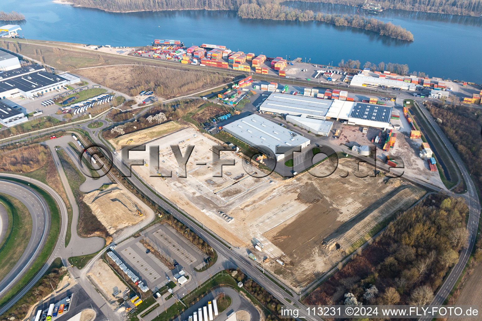 Aerial photograpy of Wörth am Rhein in the state Rhineland-Palatinate, Germany