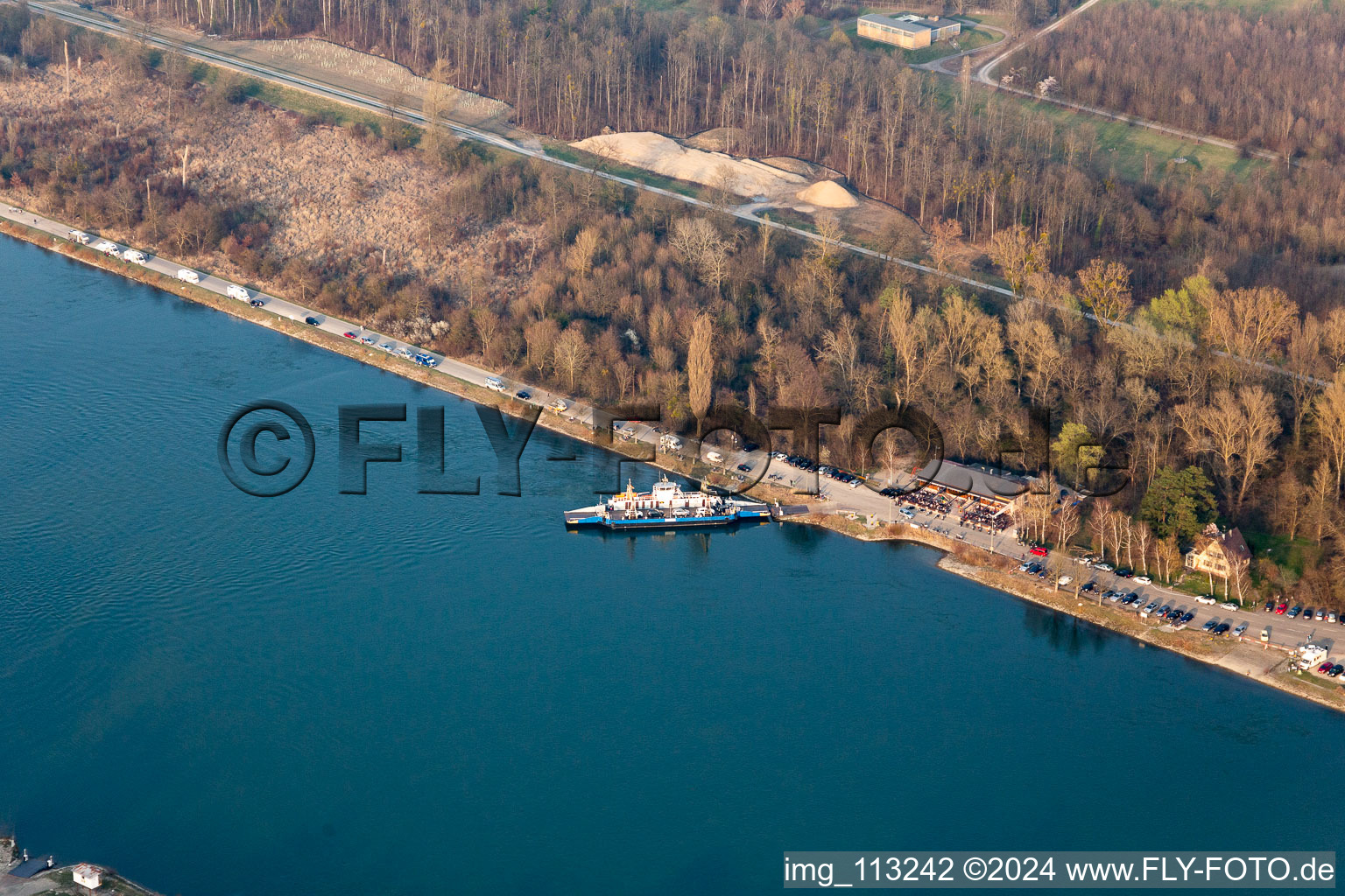 Aerial photograpy of Neupotz in the state Rhineland-Palatinate, Germany