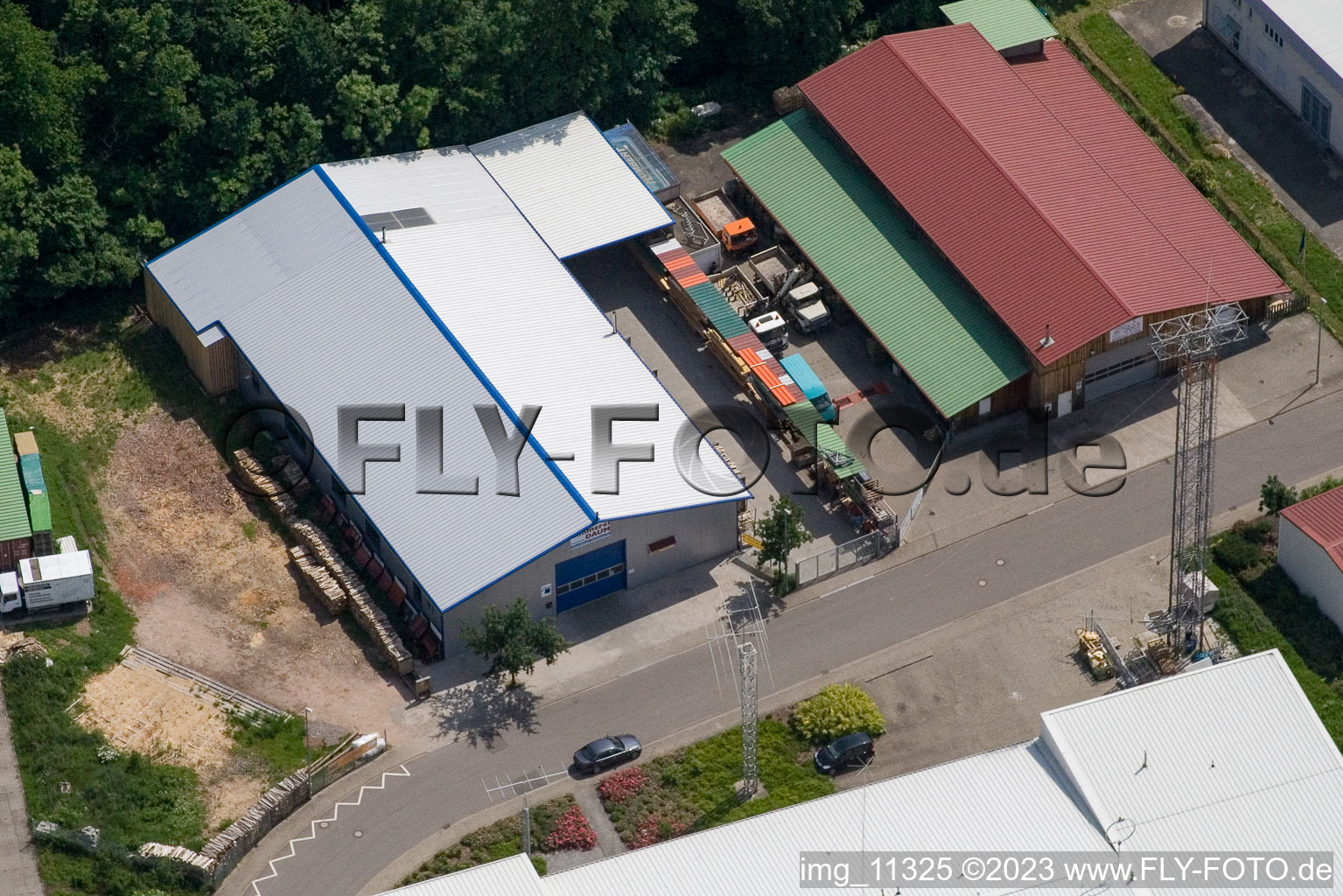 Gäxwald industrial estate in the district Herxheim in Herxheim bei Landau in the state Rhineland-Palatinate, Germany from the plane