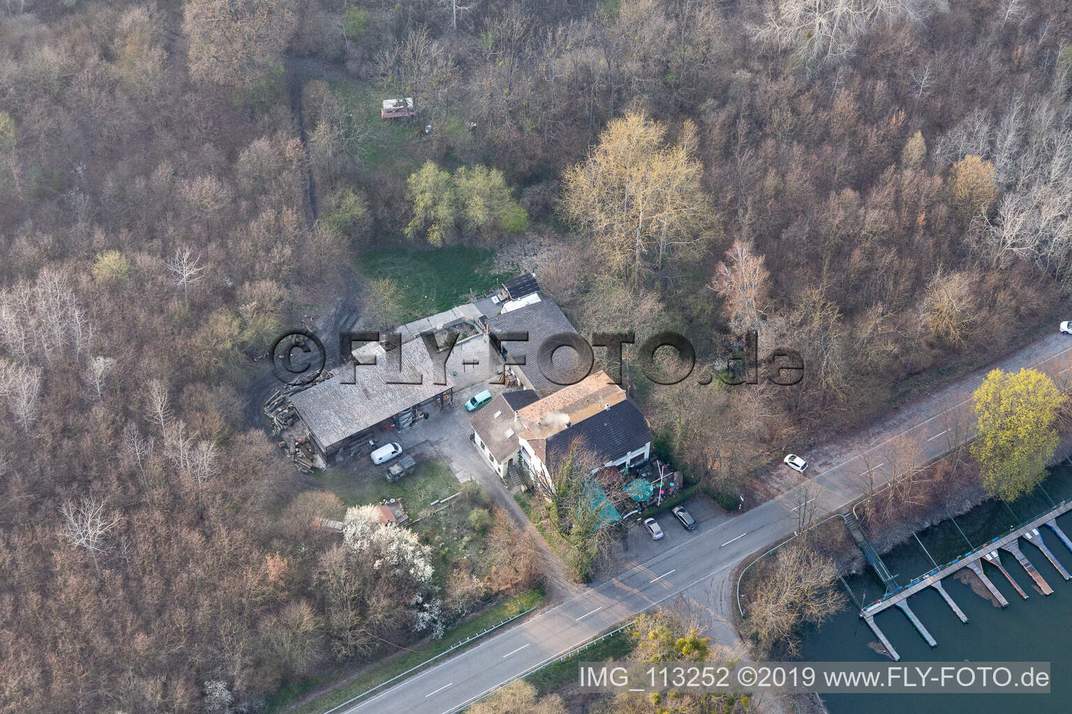 Aerial photograpy of Rheinschänke in Leimersheim in the state Rhineland-Palatinate, Germany