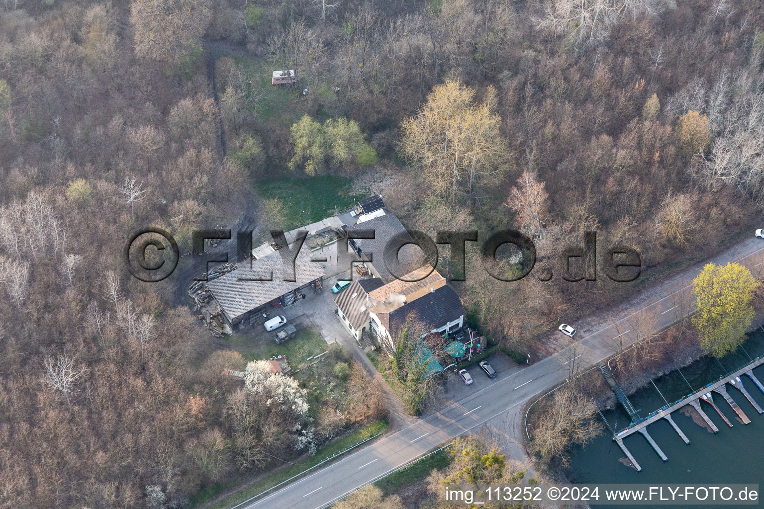 Aerial photograpy of Rheinschänke in Leimersheim in the state Rhineland-Palatinate, Germany