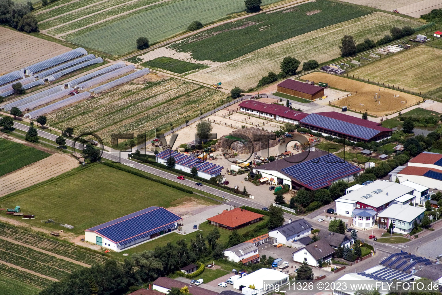 Aerial view of Eichenlaub Riding Stable in the district Herxheim in Herxheim bei Landau in the state Rhineland-Palatinate, Germany