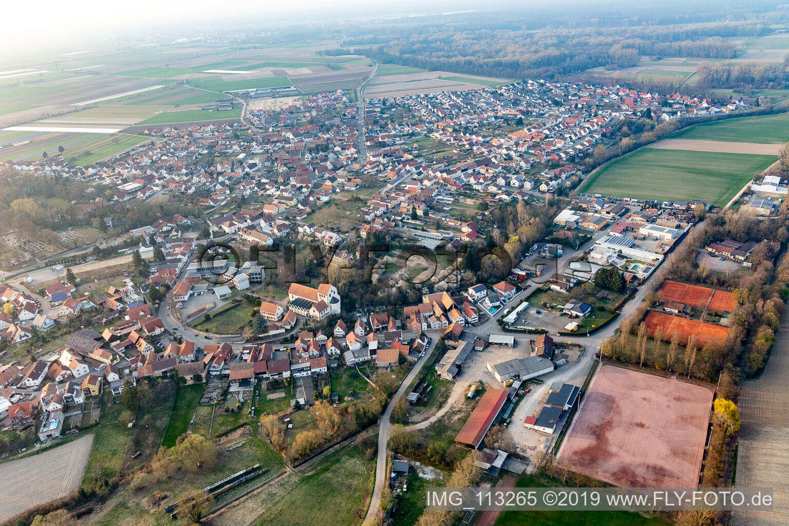Drone image of Hördt in the state Rhineland-Palatinate, Germany