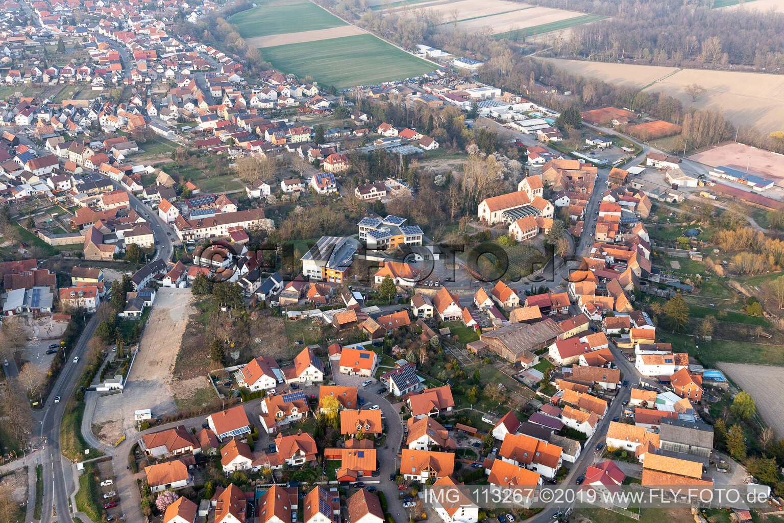 Hördt in the state Rhineland-Palatinate, Germany from a drone