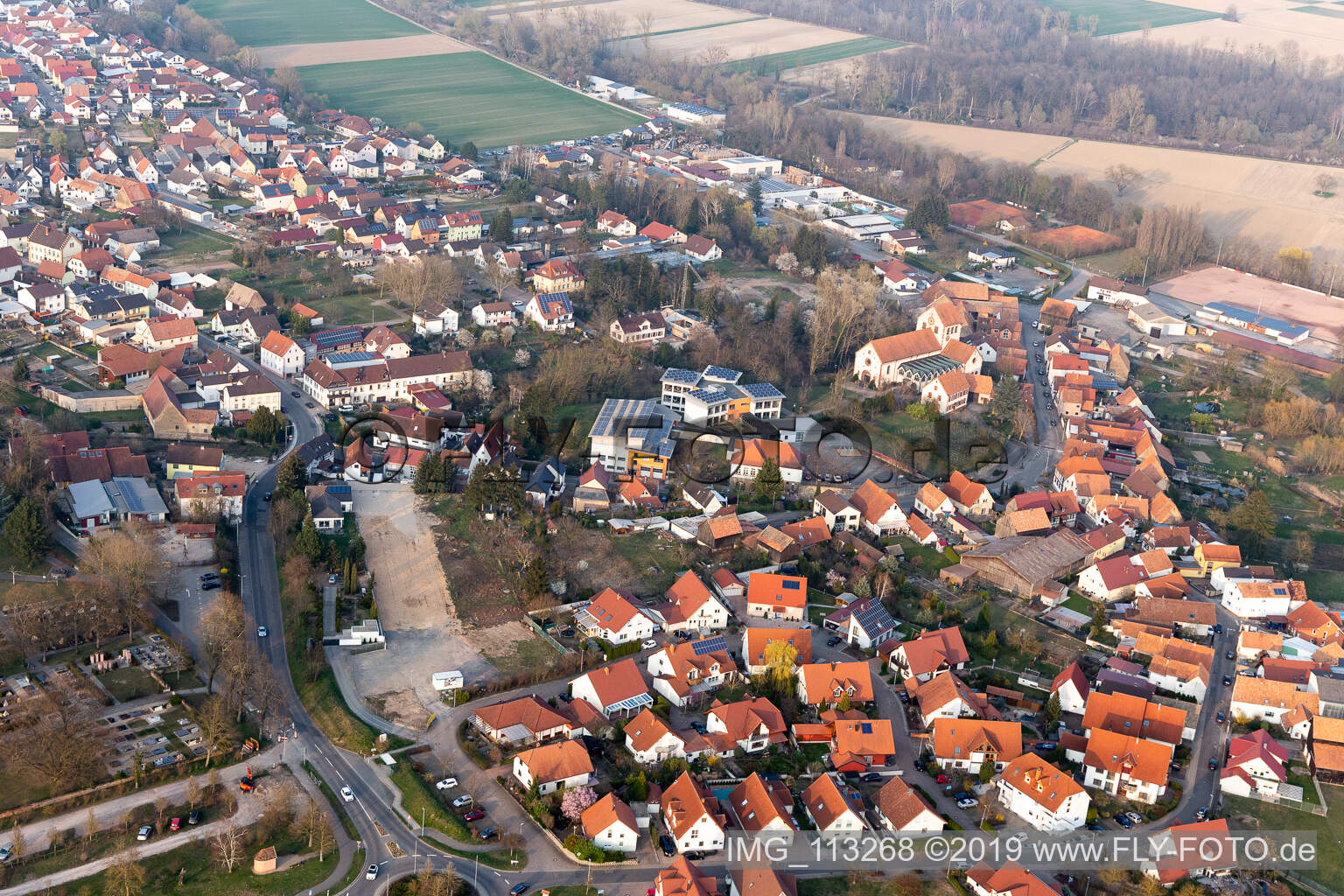 Hördt in the state Rhineland-Palatinate, Germany seen from a drone