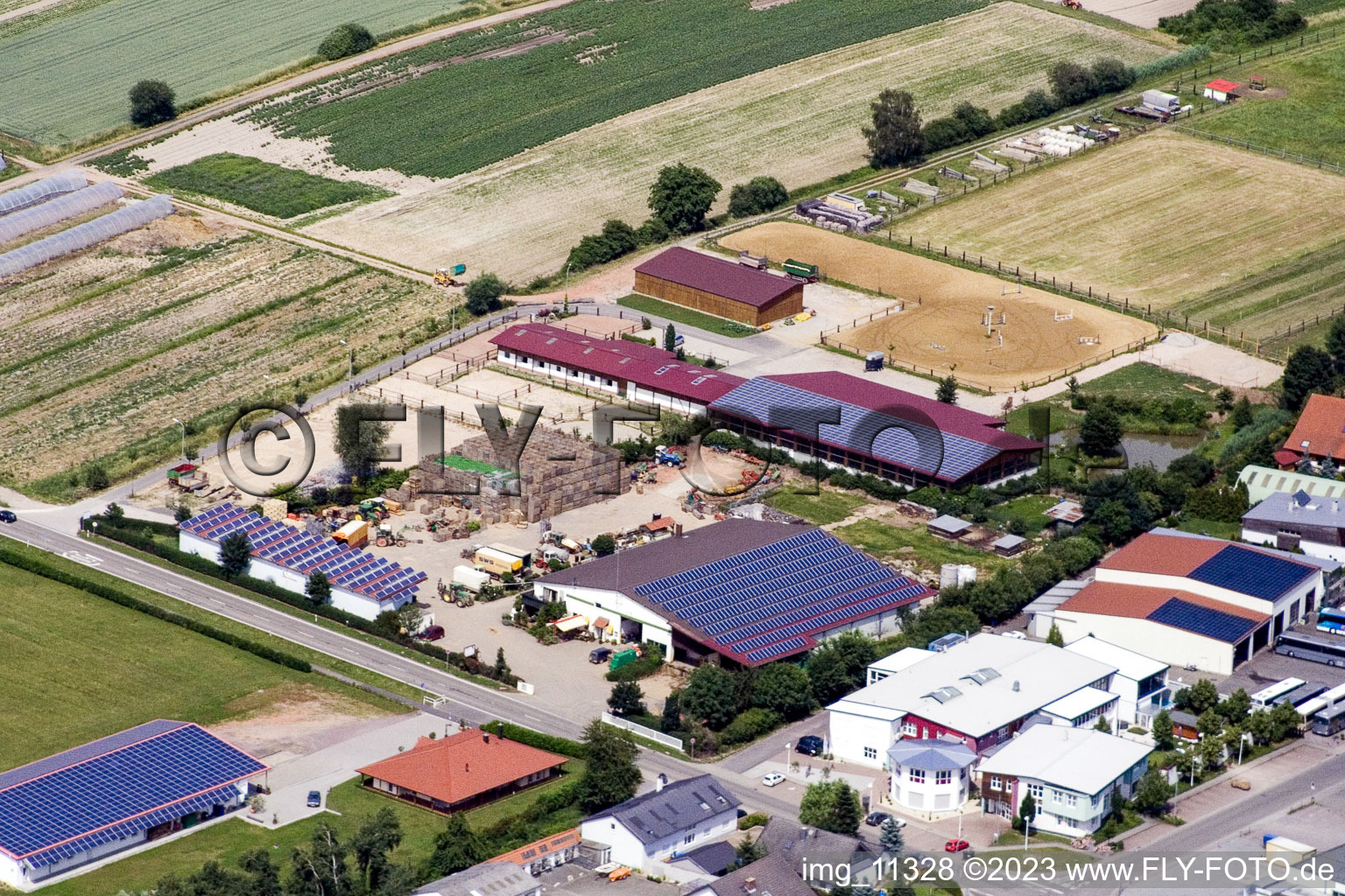 Aerial photograpy of Eichenlaub Riding Stable in the district Herxheim in Herxheim bei Landau in the state Rhineland-Palatinate, Germany