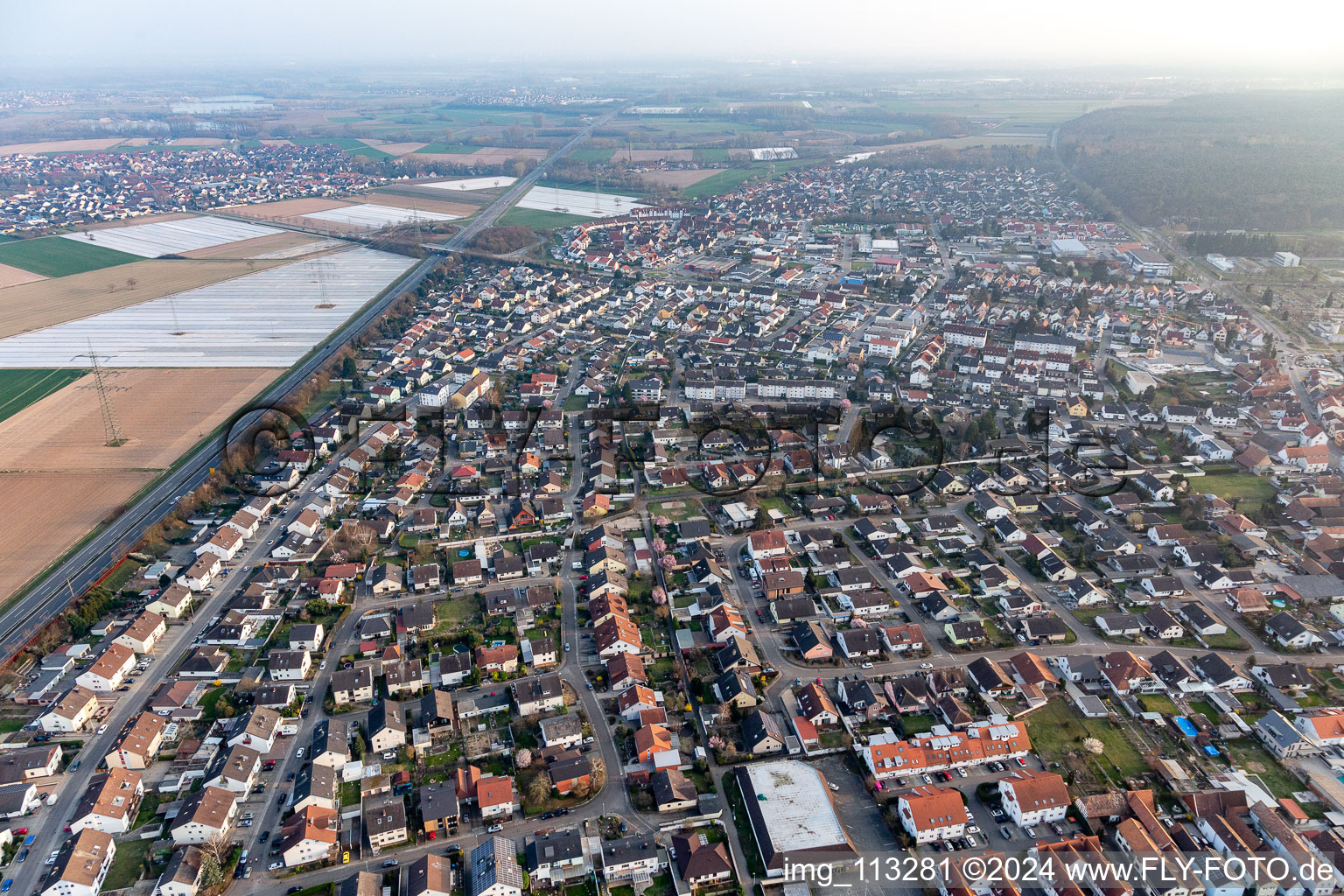 Rülzheim in the state Rhineland-Palatinate, Germany from the drone perspective