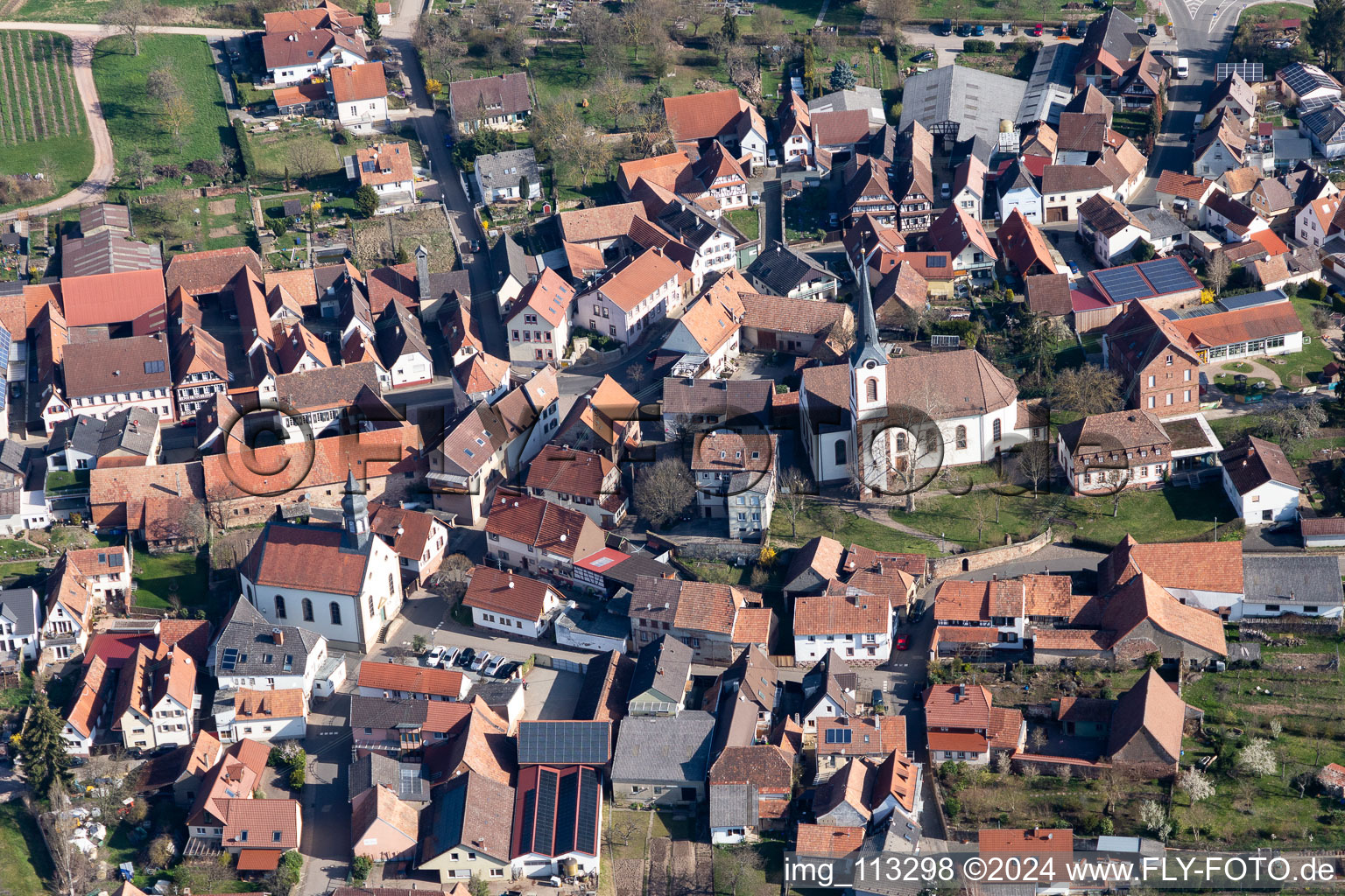 Göcklingen in the state Rhineland-Palatinate, Germany viewn from the air