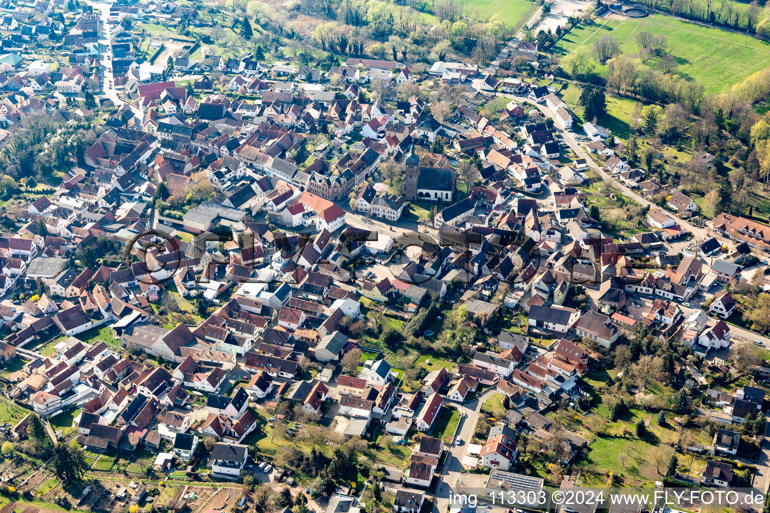 District Billigheim in Billigheim-Ingenheim in the state Rhineland-Palatinate, Germany from the drone perspective