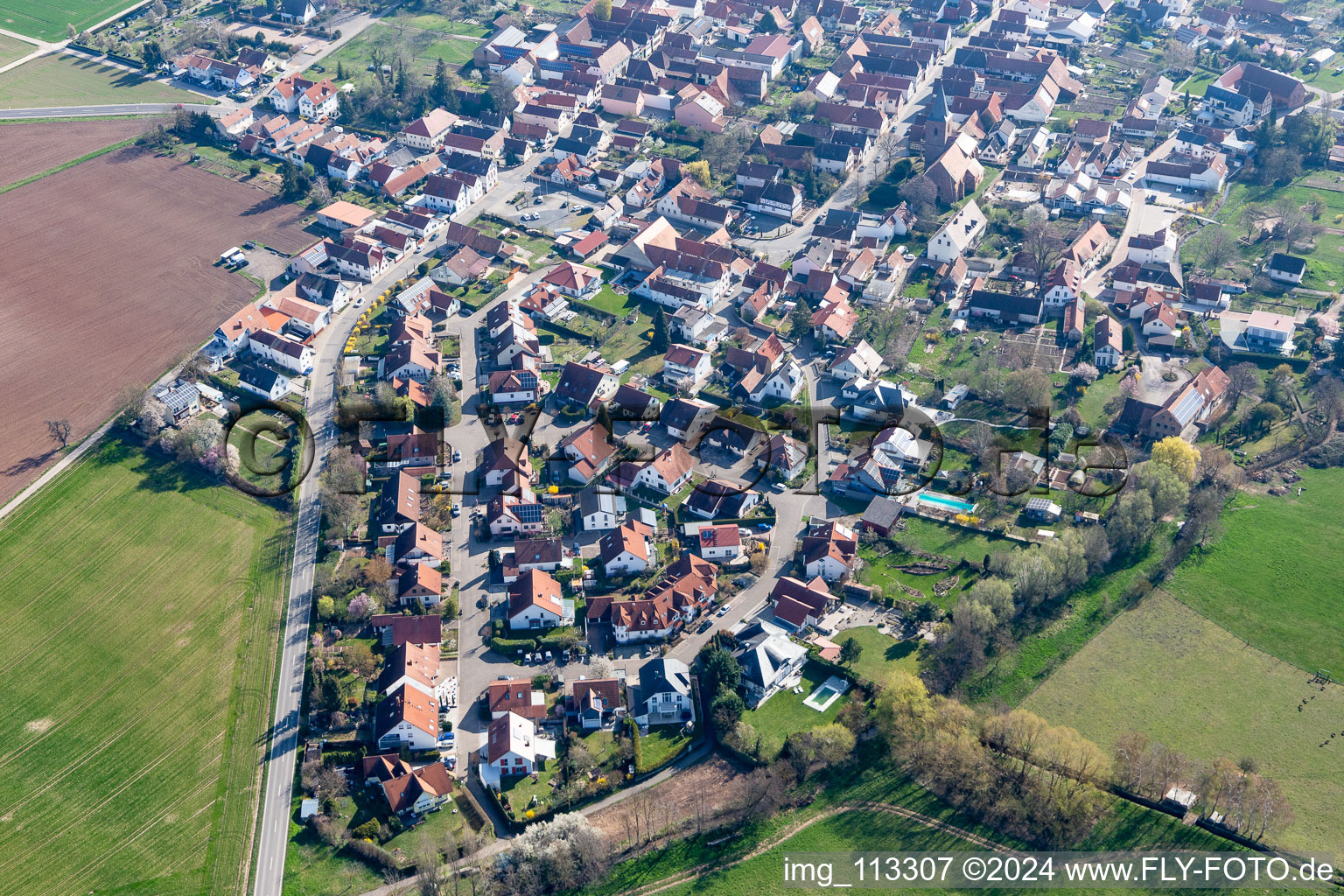 Bird's eye view of Rohrbach in the state Rhineland-Palatinate, Germany