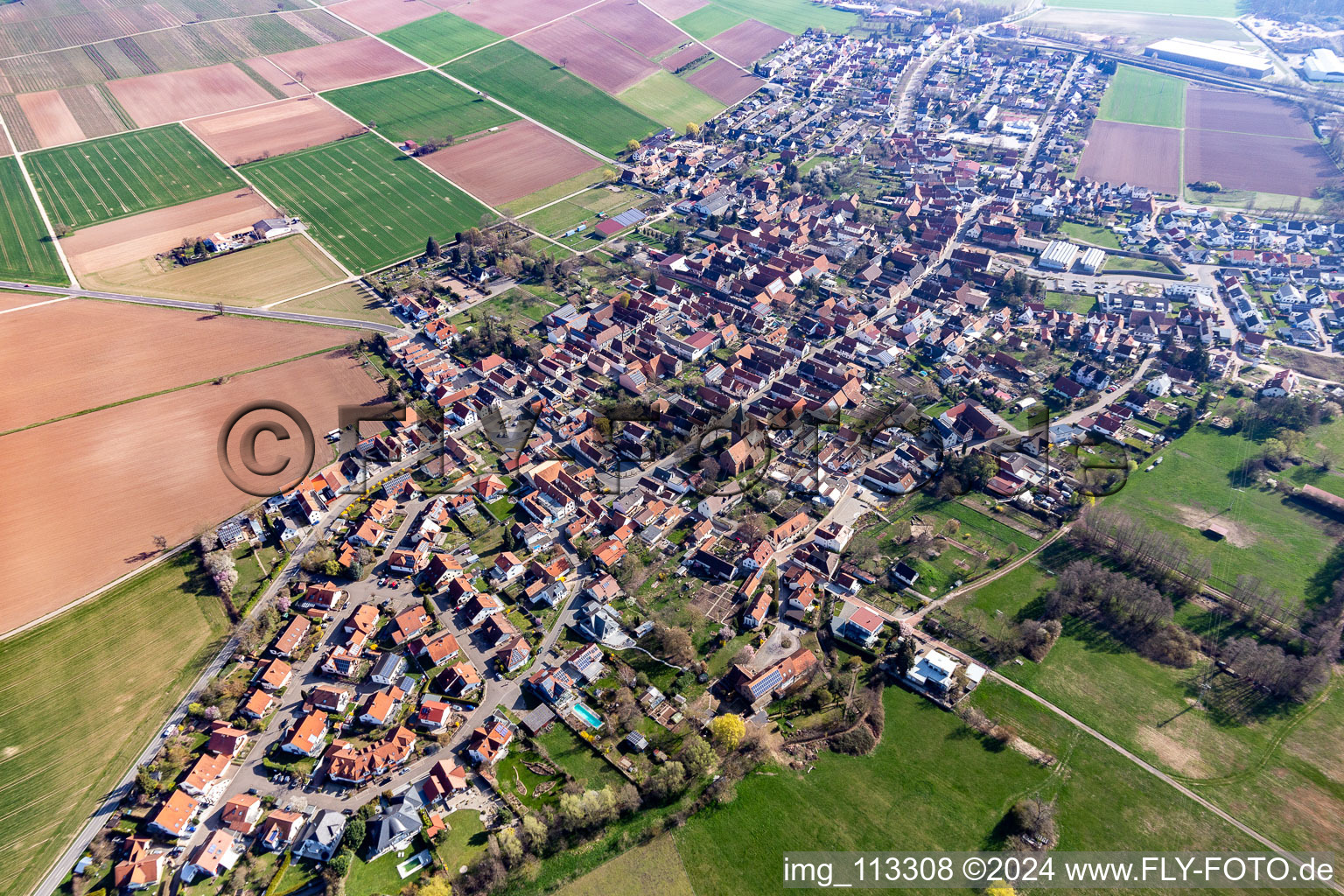 Rohrbach in the state Rhineland-Palatinate, Germany viewn from the air