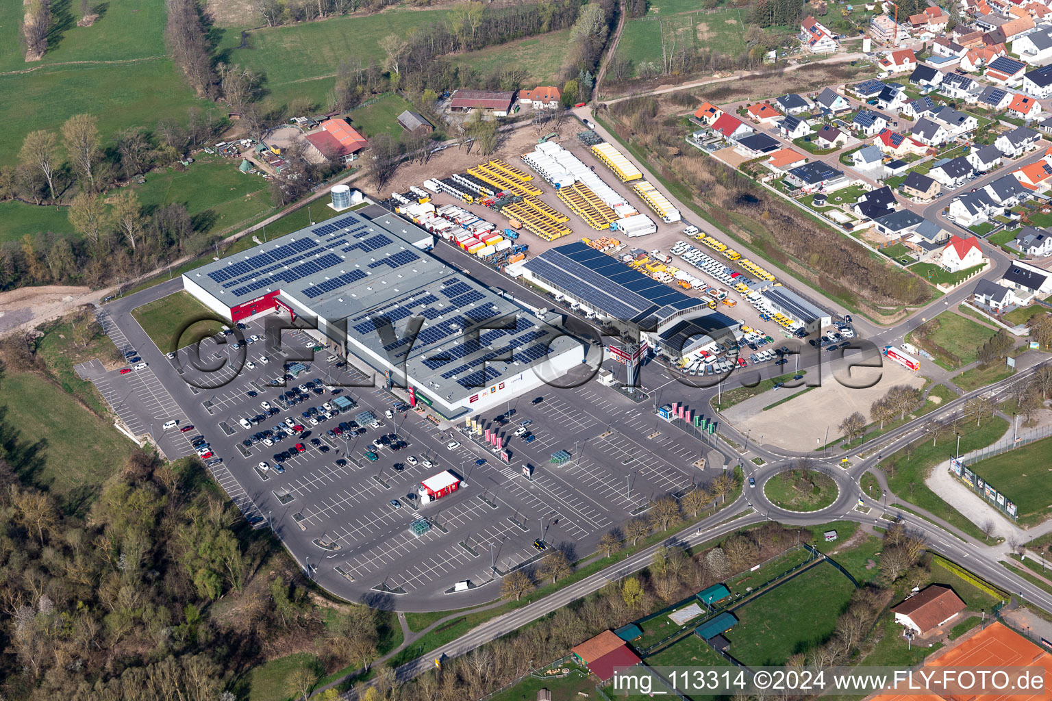 Aerial view of Modepark Röther in Rohrbach in the state Rhineland-Palatinate, Germany