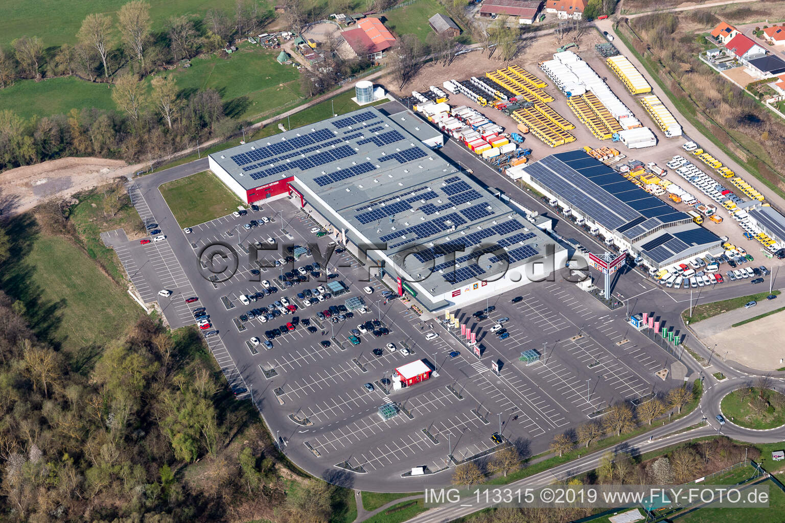Aerial photograpy of Röther Fashion Park in Rohrbach in the state Rhineland-Palatinate, Germany
