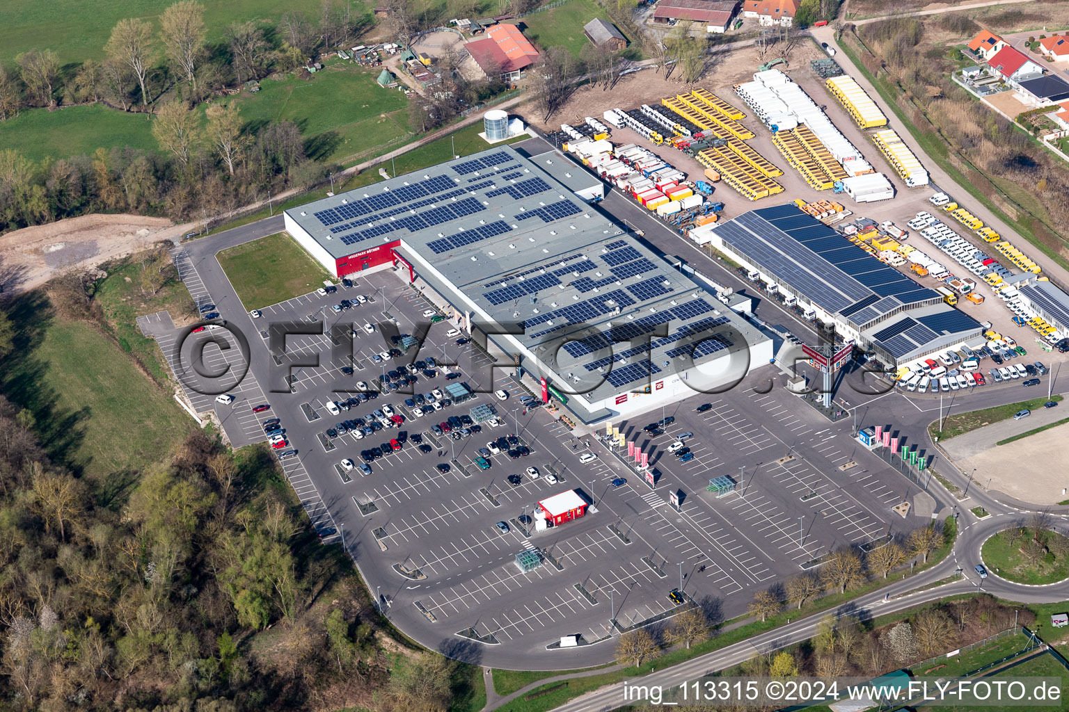 Aerial photograpy of Modepark Röther in Rohrbach in the state Rhineland-Palatinate, Germany