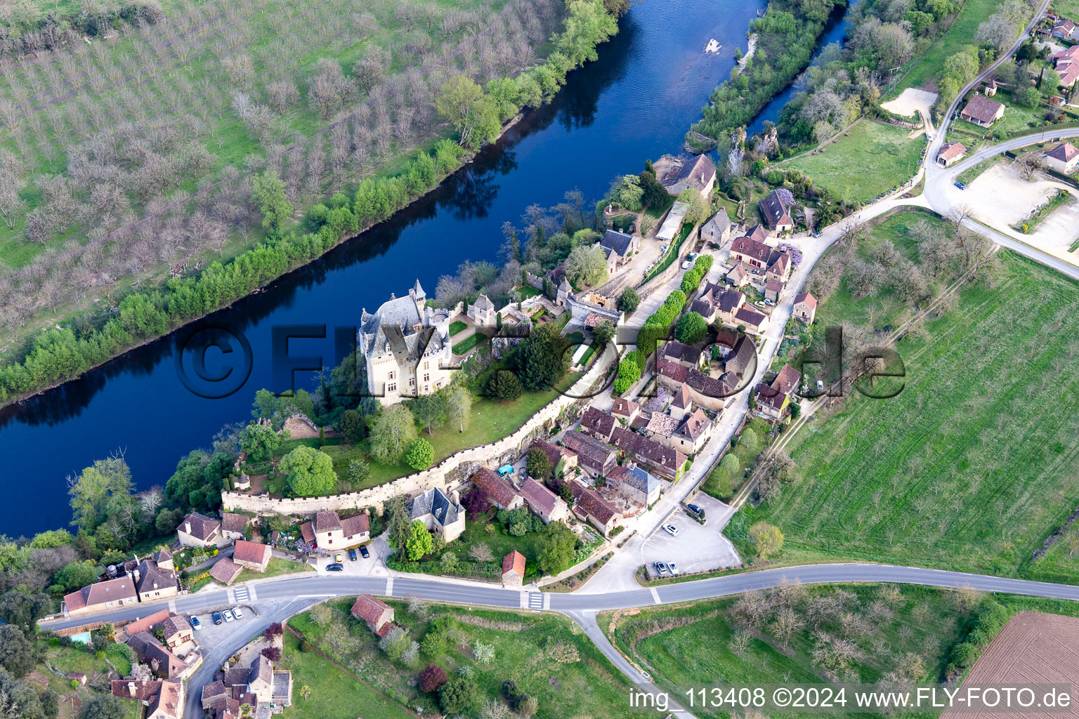 Aerial view of Montfort in Vitrac in the state Dordogne, France