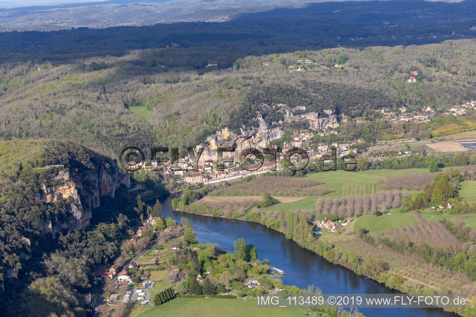 La Roque-Gageac in the state Dordogne, France viewn from the air