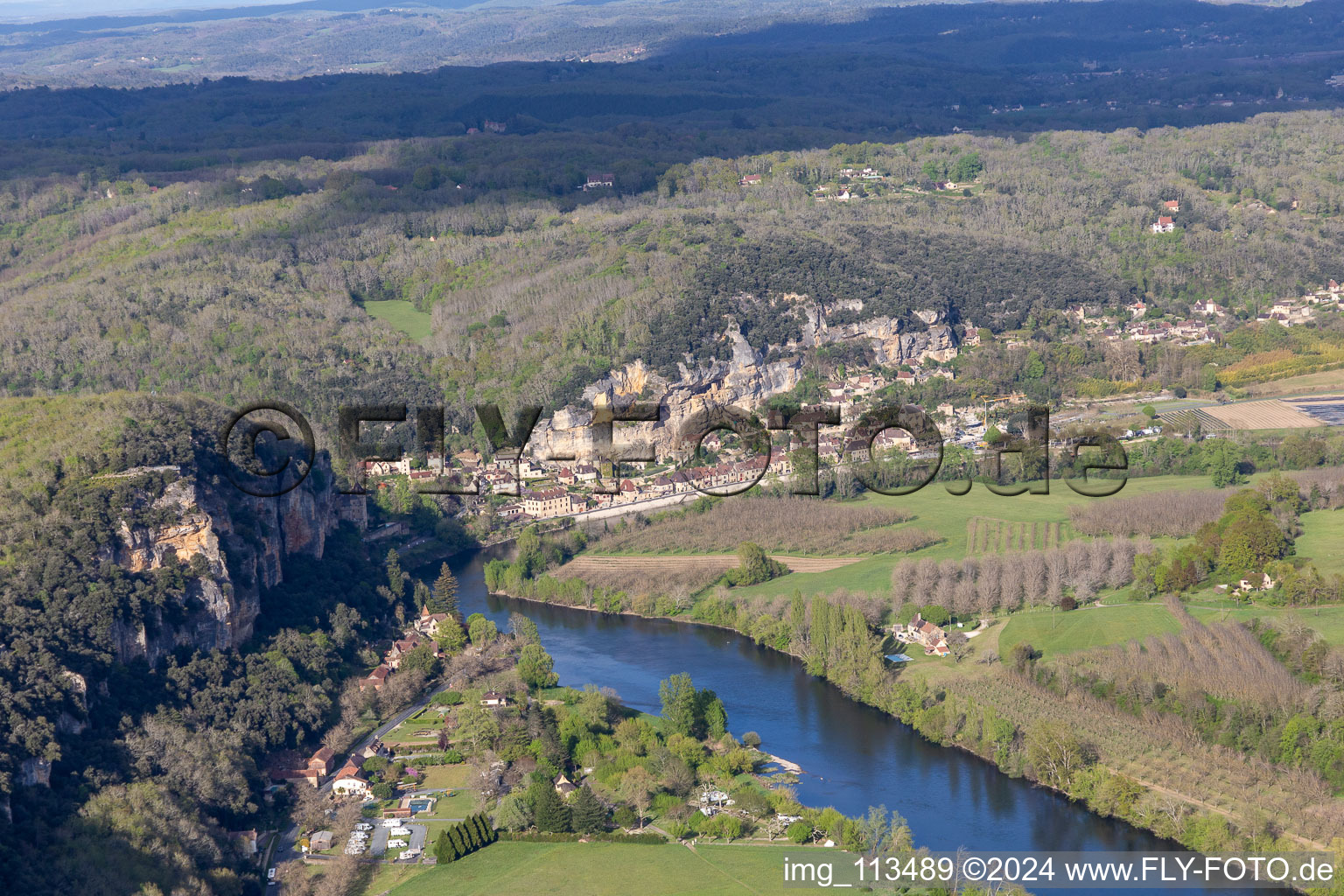 La Roque-Gageac in the state Dordogne, France viewn from the air