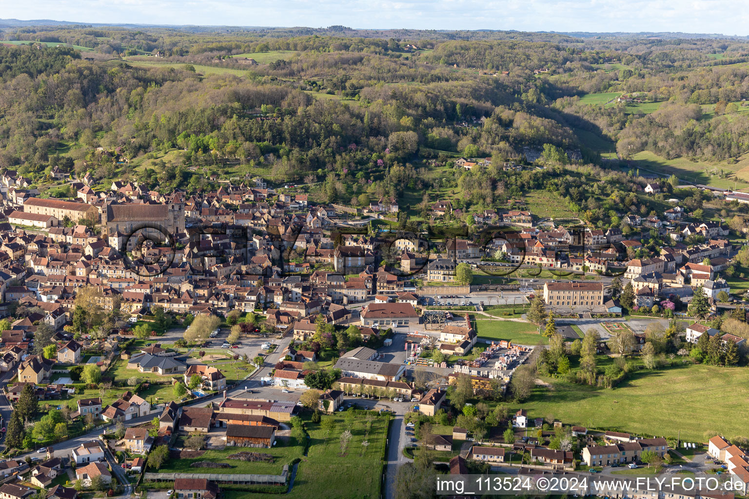 Aerial photograpy of Saint-Cyprien in the state Dordogne, France