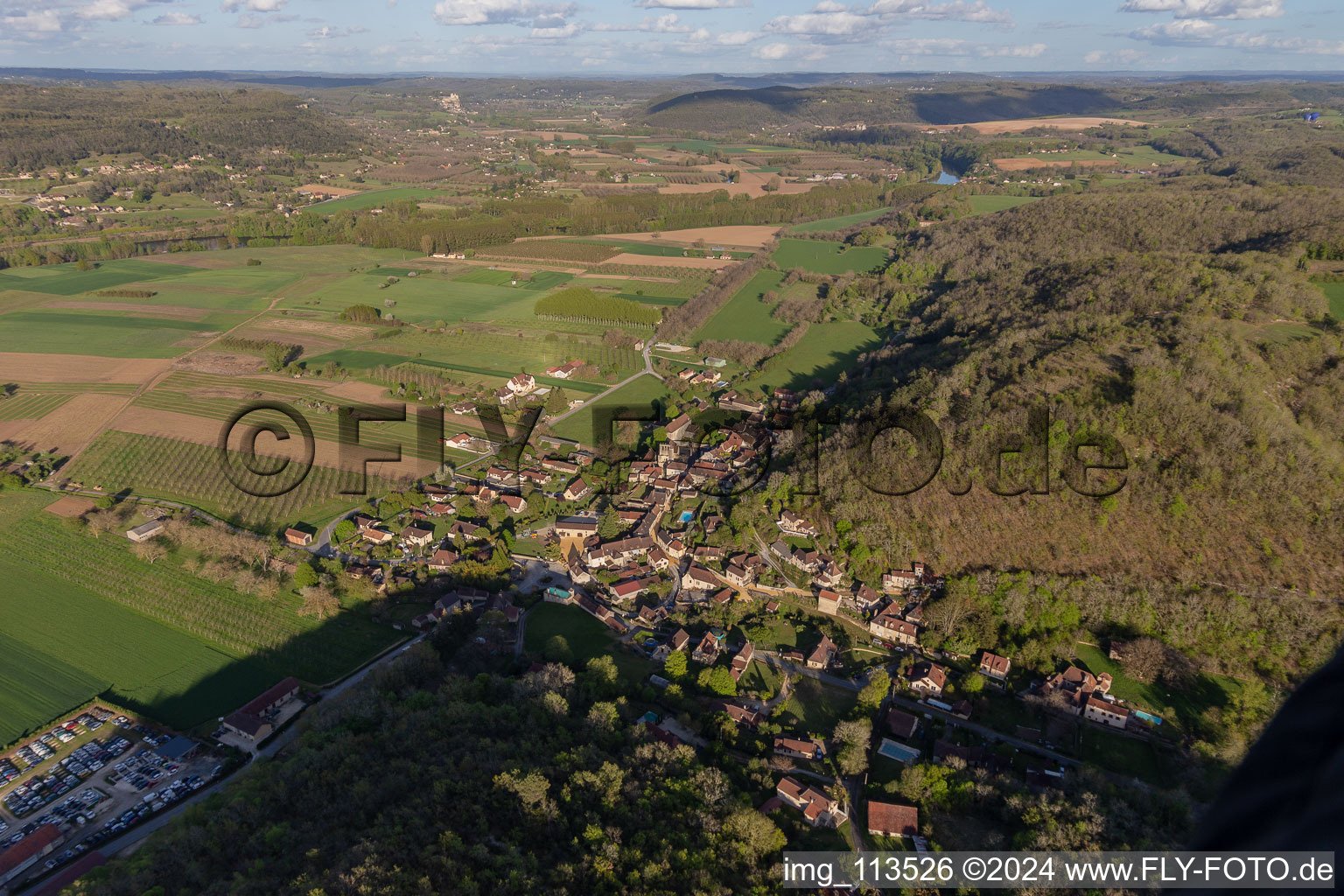 Aerial view of Allas-les-Mines in the state Dordogne, France