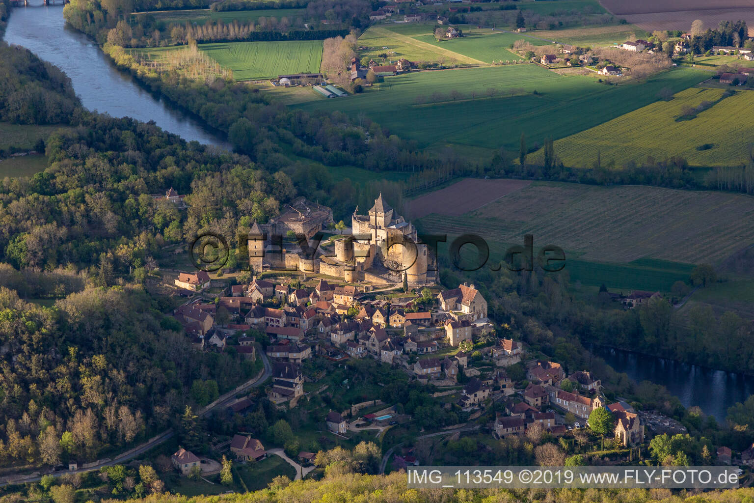 Castle of Montfort above the Dordogne in Vitrac in Nouvelle-Aquitaine, France
