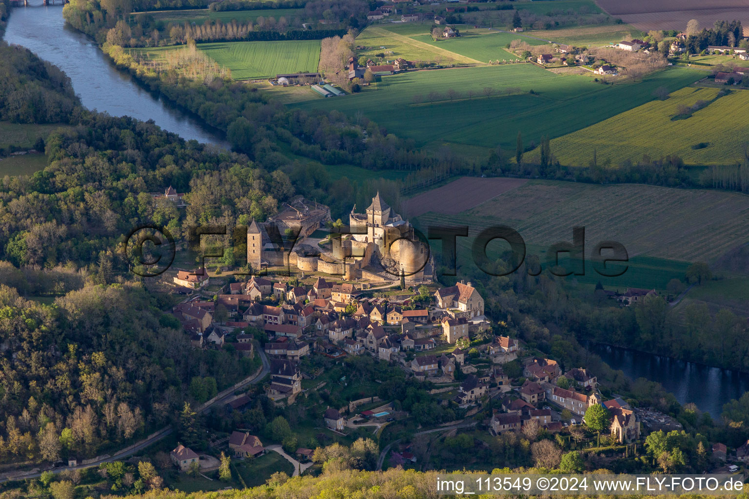 Castle of Montfort above the Dordogne in Vitrac in Nouvelle-Aquitaine, France