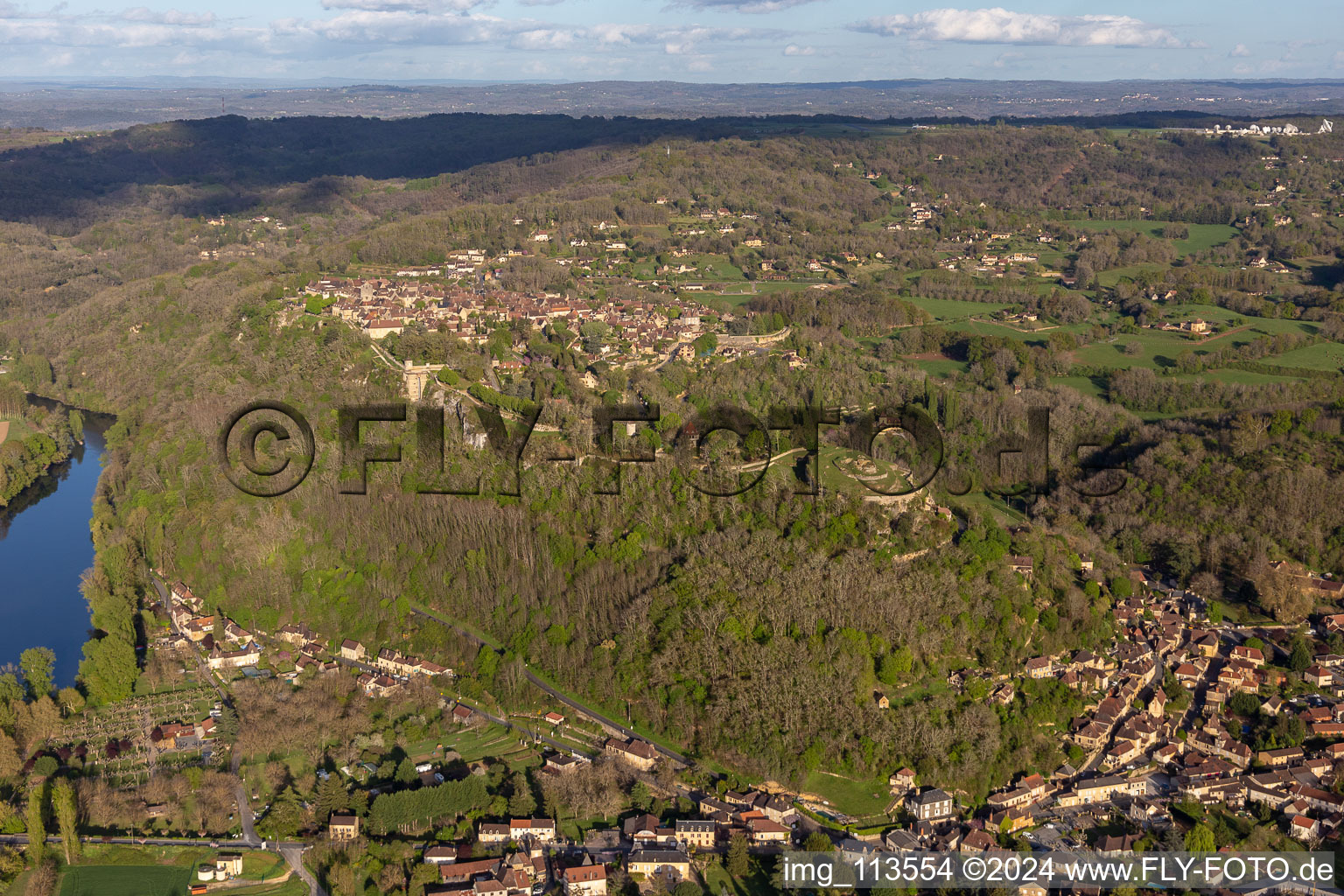 Aerial view of Citadel in Domme in the state Dordogne, France