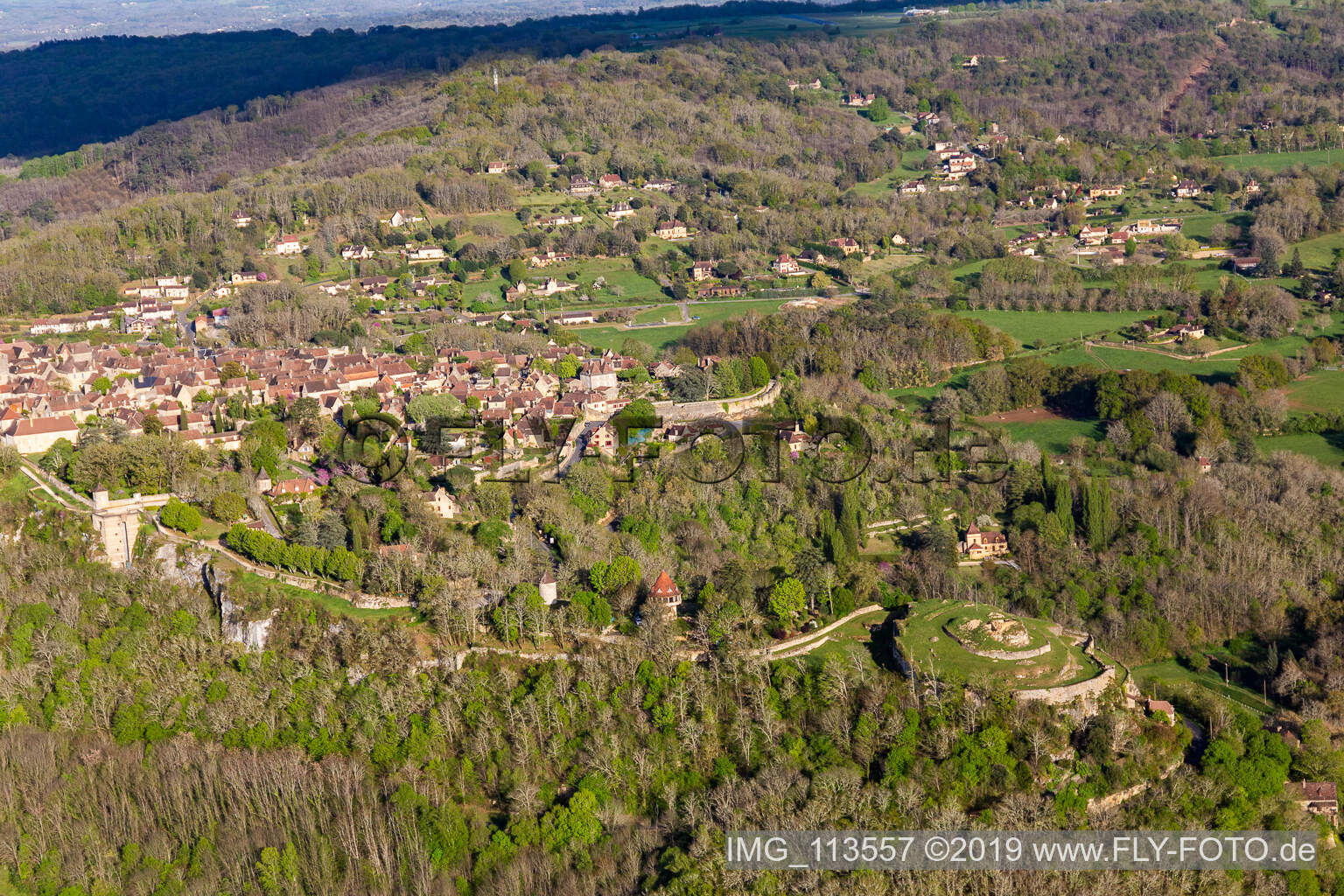 Aerial photograpy of Citadel in Domme in the state Dordogne, France