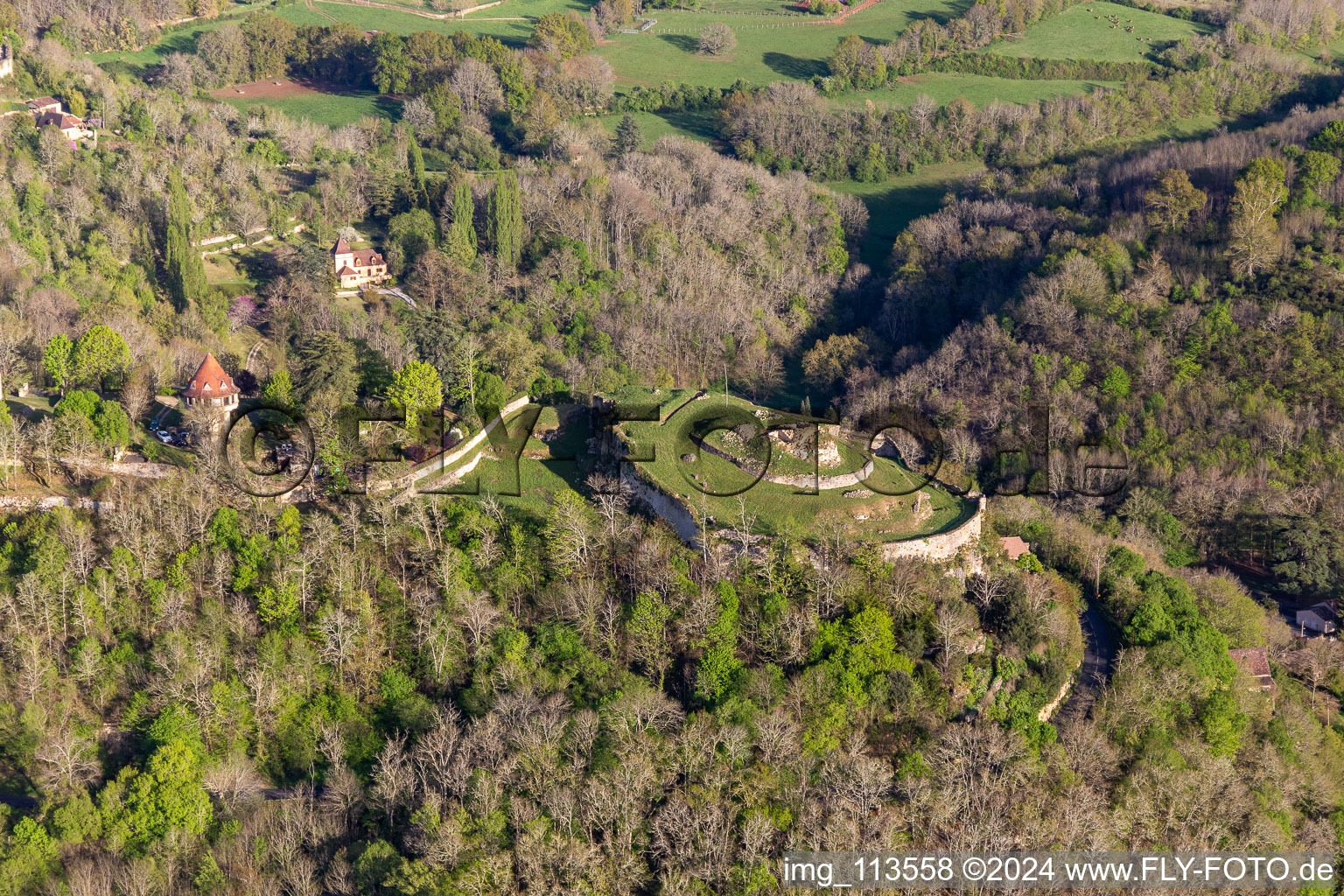 Oblique view of Citadel in Domme in the state Dordogne, France