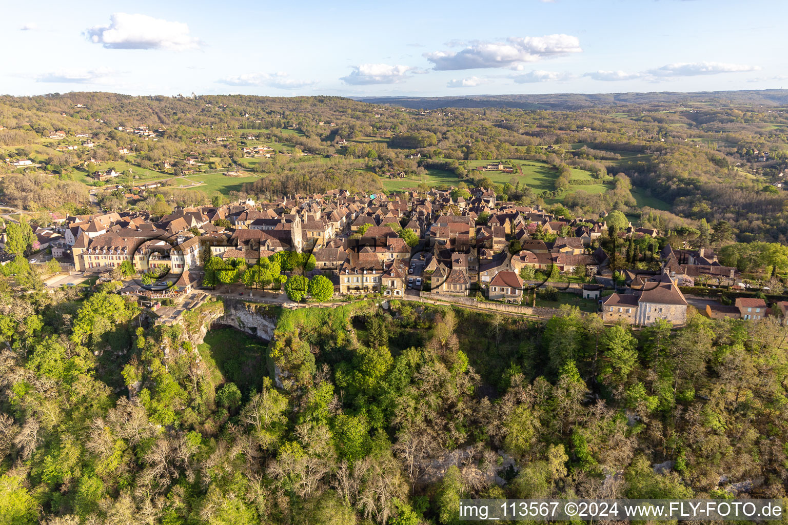 Citadel in Domme in the state Dordogne, France from the plane