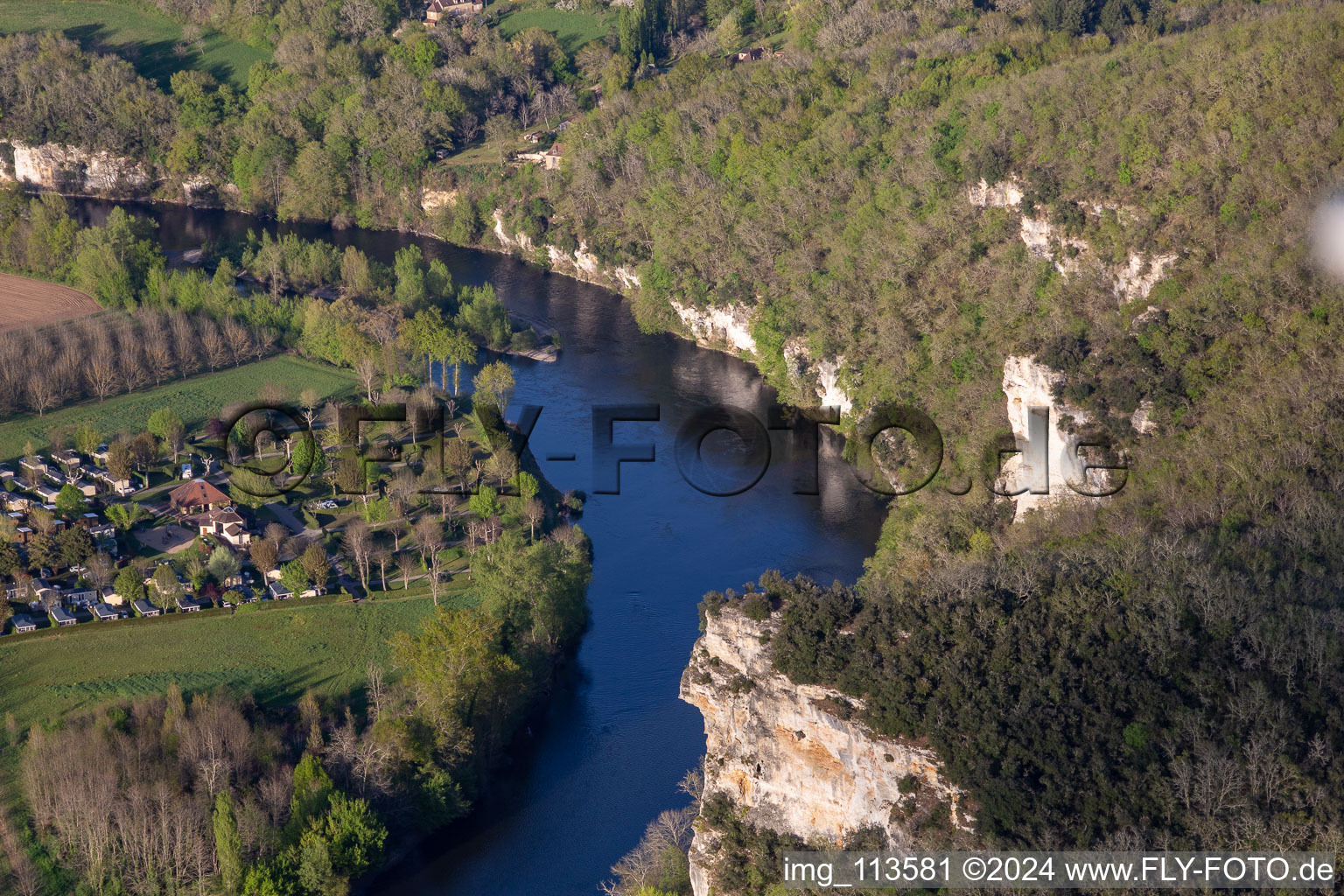 Camping Soleil-Plage on the Dordogne in Vitrac in the state Dordogne, France out of the air