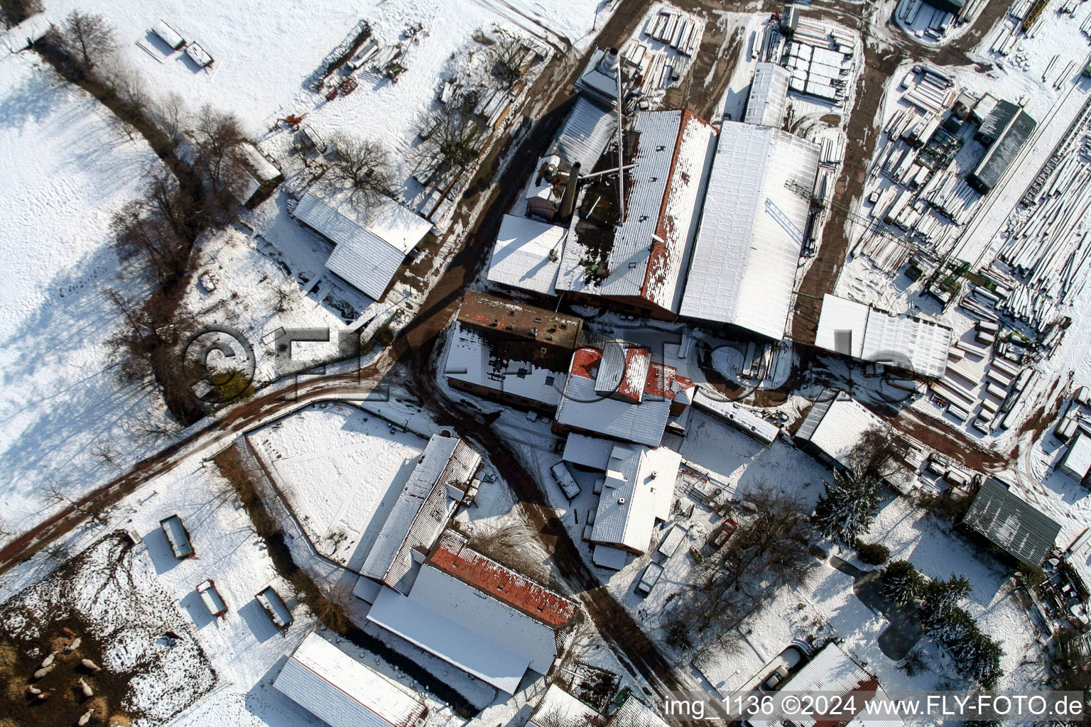 Aerial view of Schaidt Mill in the district Schaidt in Wörth am Rhein in the state Rhineland-Palatinate, Germany