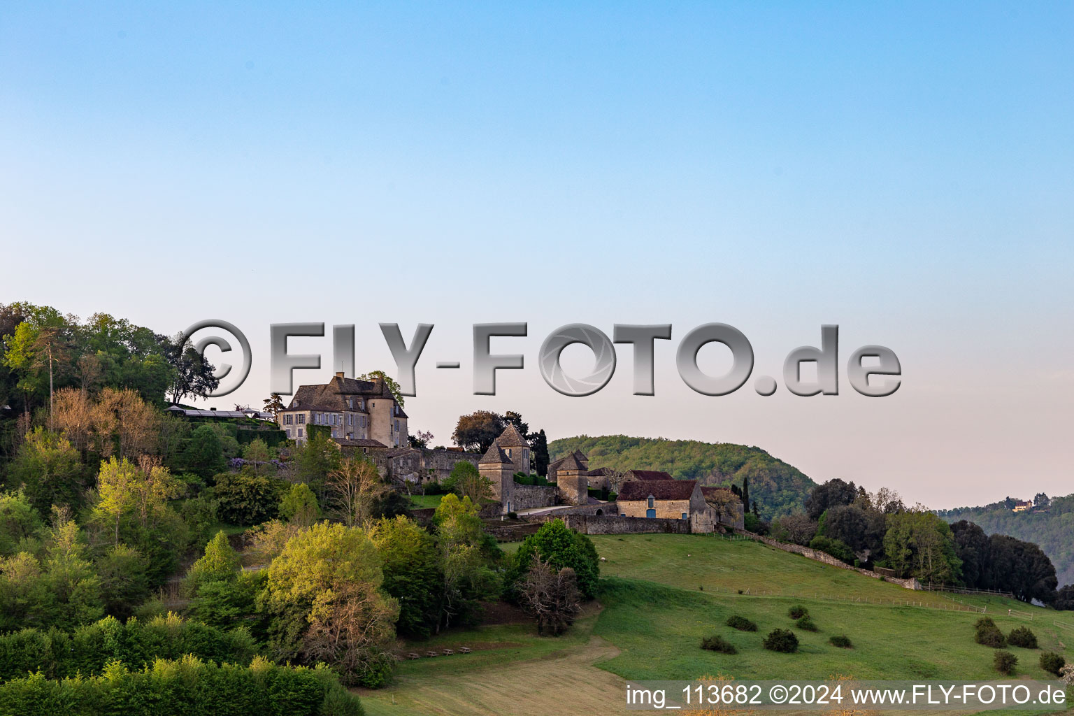 Marqueyssac Gardens in Vézac in the state Dordogne, France seen from above