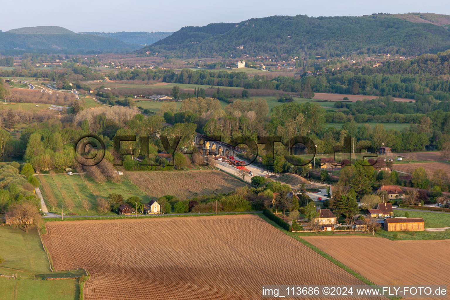 Aerial view of Vézac in the state Dordogne, France